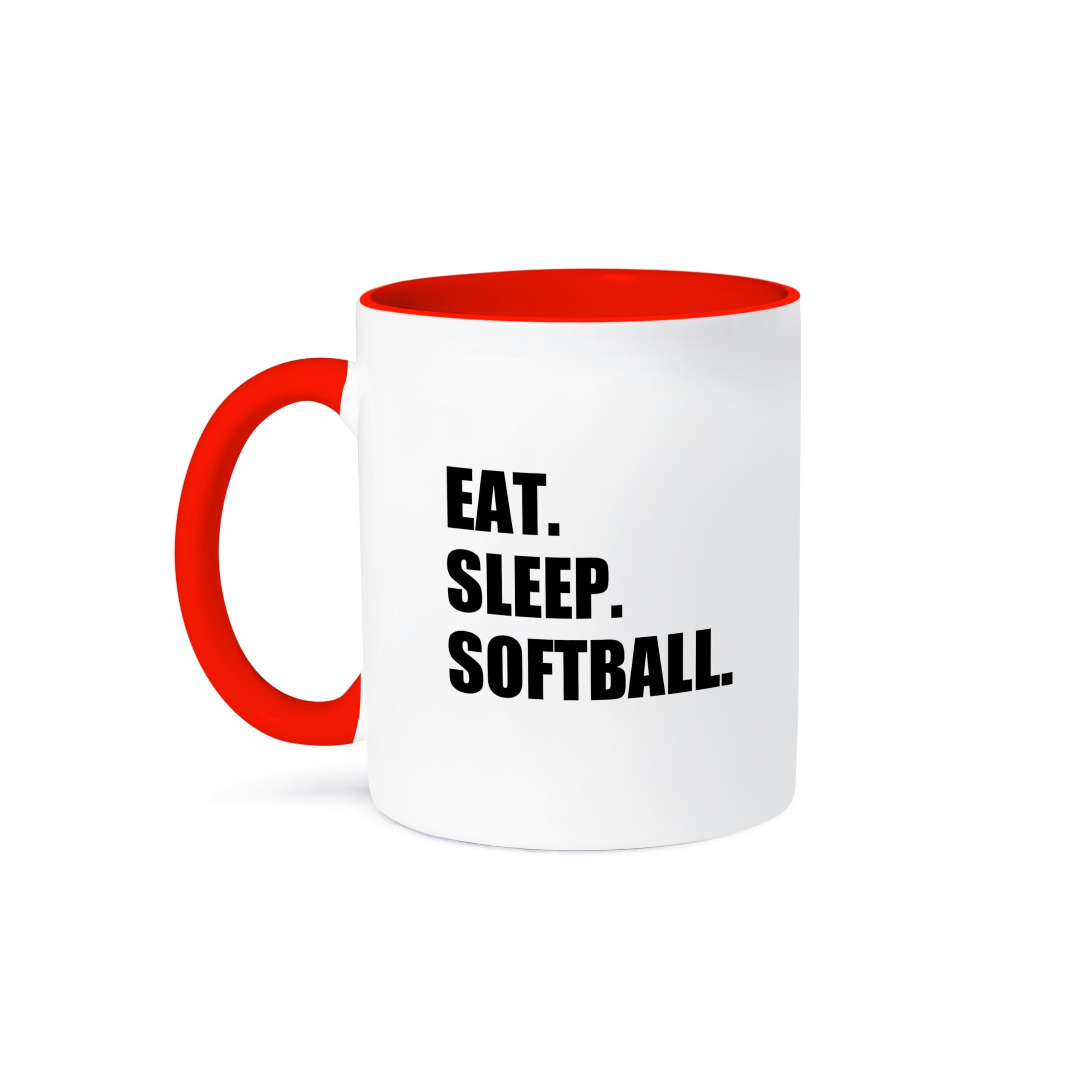 3dRose Eat Sleep Softball Ceramic Mug - 11 oz Red & White Team Sports Gift for Softball Players & Enthusiasts - Perfect for Game Days, Practice & Team Bonding