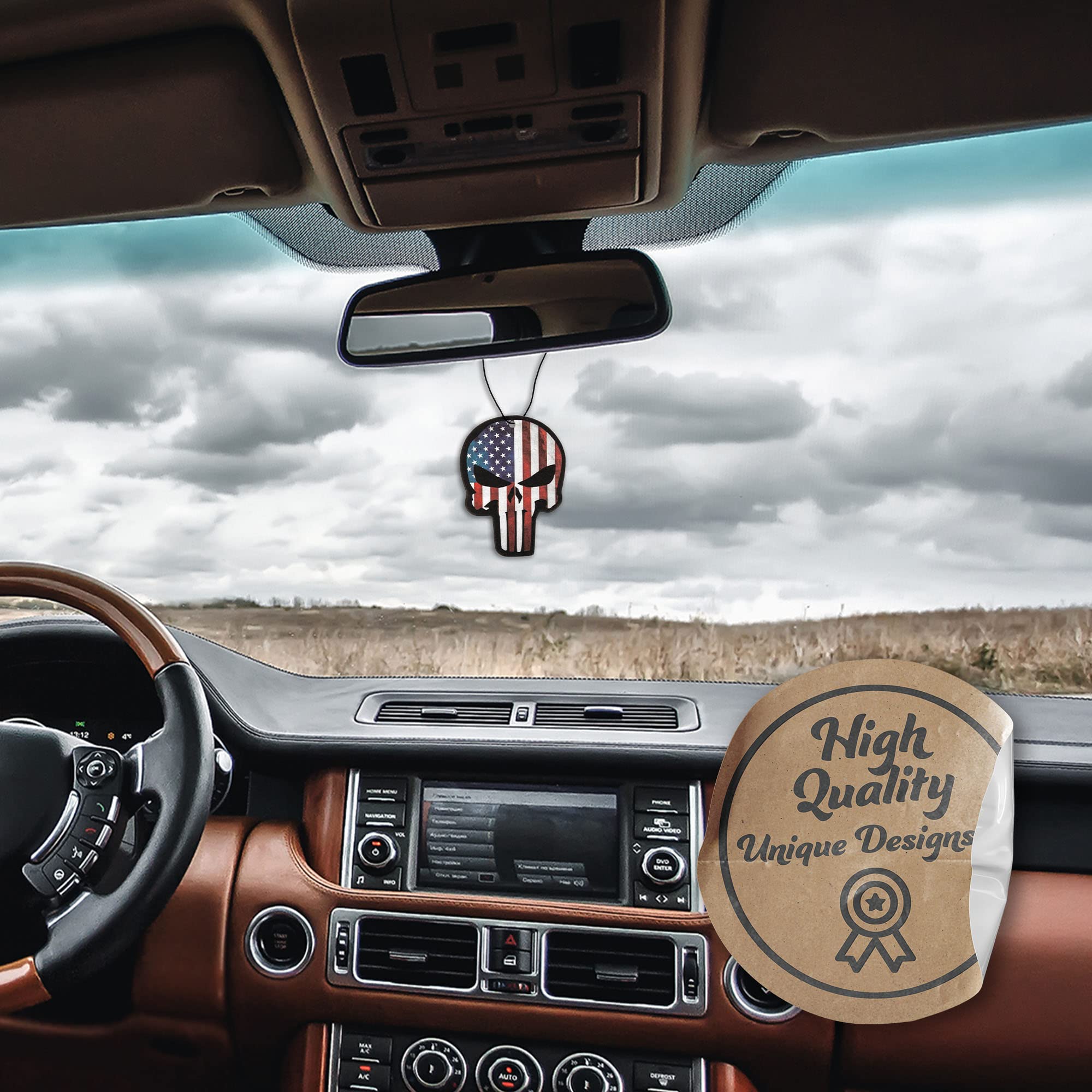Punisher Skull Car Air Freshener - 6 Pack Essential Oil Scented Auto Fresheners for Cars & Vehicles | Long-Lasting Fragrance for Road Trips, Commuting & Office Use