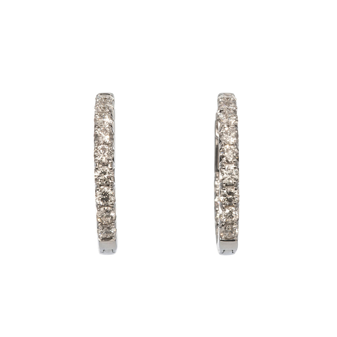 1ctw Diamond Inside Out 14K White Gold Hoop Earrings for Women - Elegant Everyday Jewelry & Perfect Gift for Anniversary, Birthday or Valentine's Day