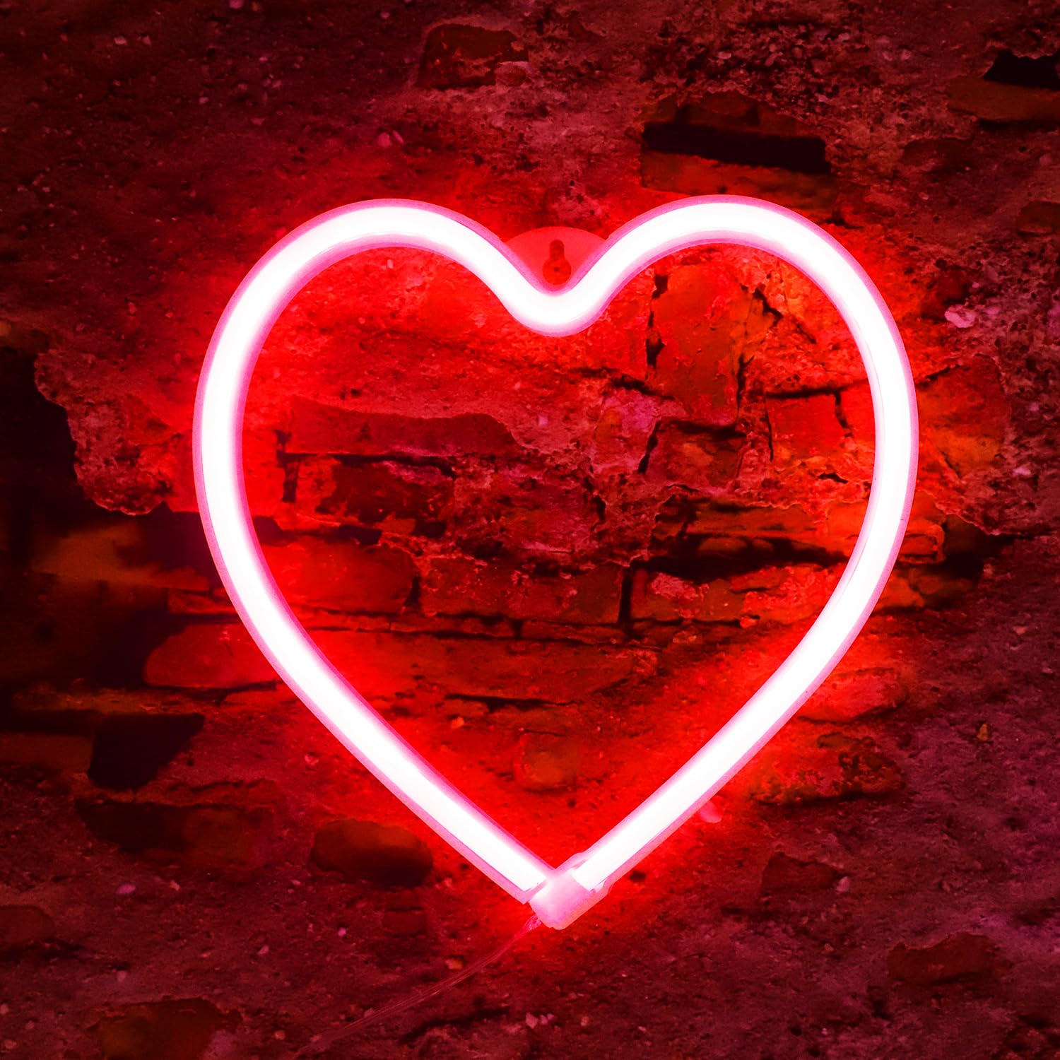 Heart Neon Signs - Romantic LED Love Lights for Valentine's Day, Mother's Day & Wedding Decor | USB/Battery Powered Wall Art for Bedroom, Living Room & Party Decorations | Perfect for Anniversary Gifts, Christmas Decor & Home Lighting (Red)
