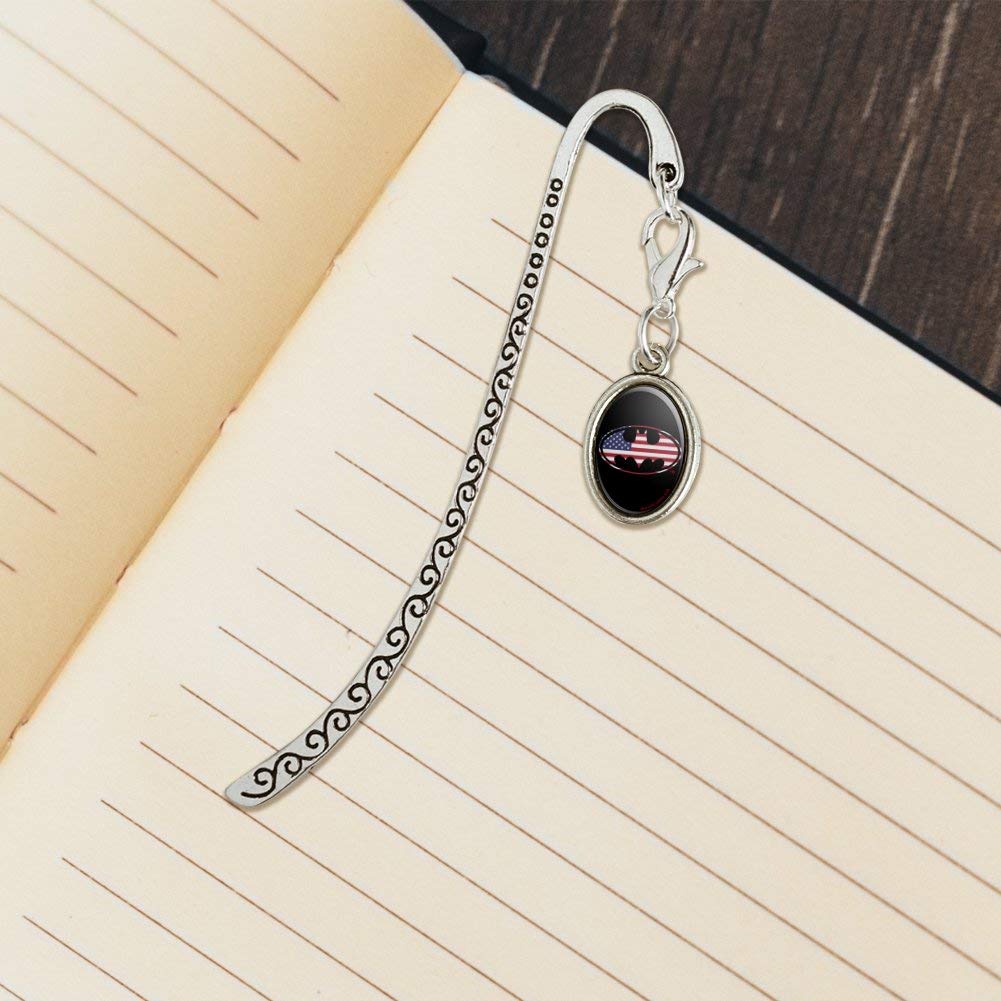 Batman USA American Flag Shield Logo Metal Bookmark - Oval Charm Page Marker for Books, Comics & Collectibles - Perfect Gift for Superhero Fans & Book Lovers