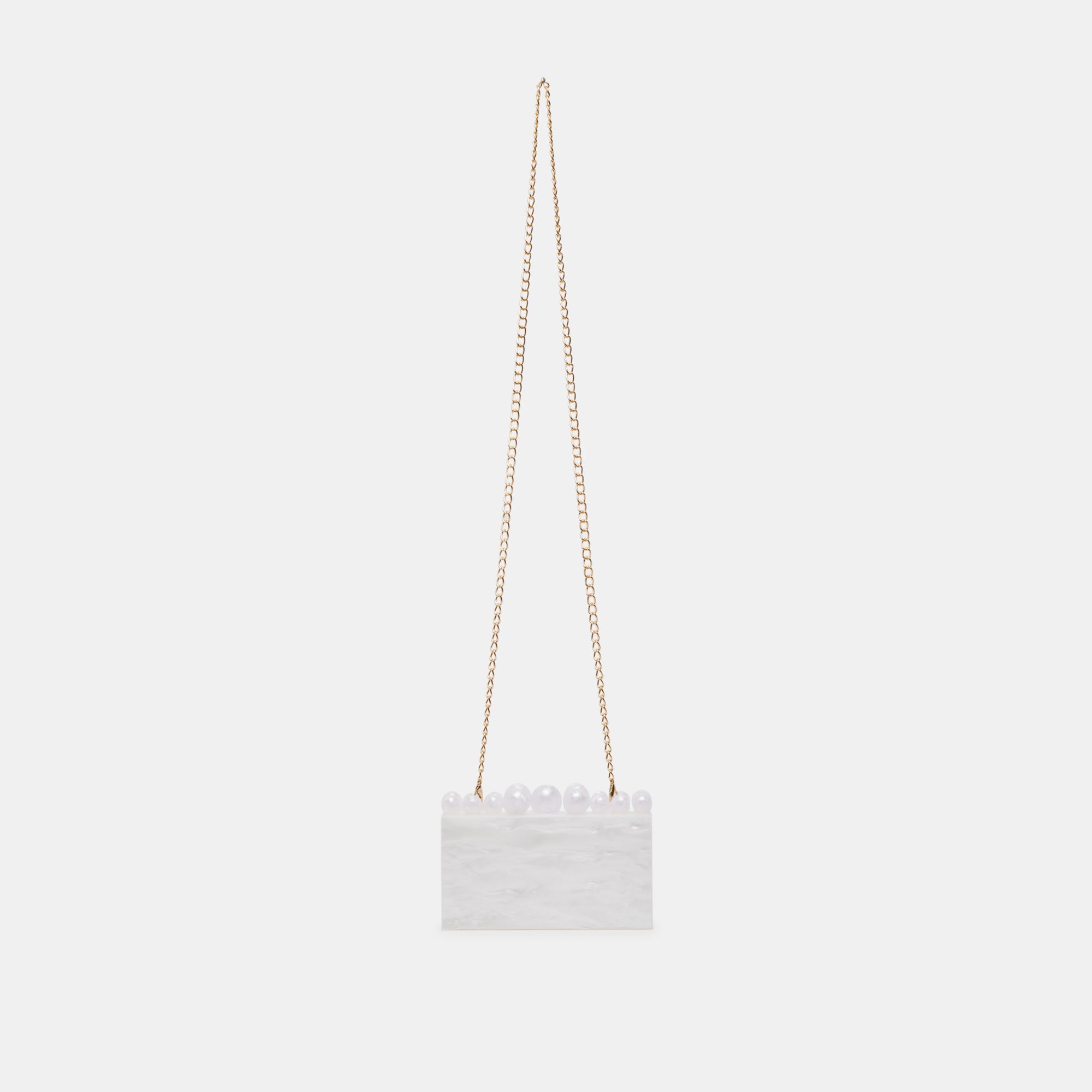Gerry Clutch White Pearl Acrylic Handbag - Elegant Evening Bag for Women, Perfect for Parties, Weddings & Special Occasions