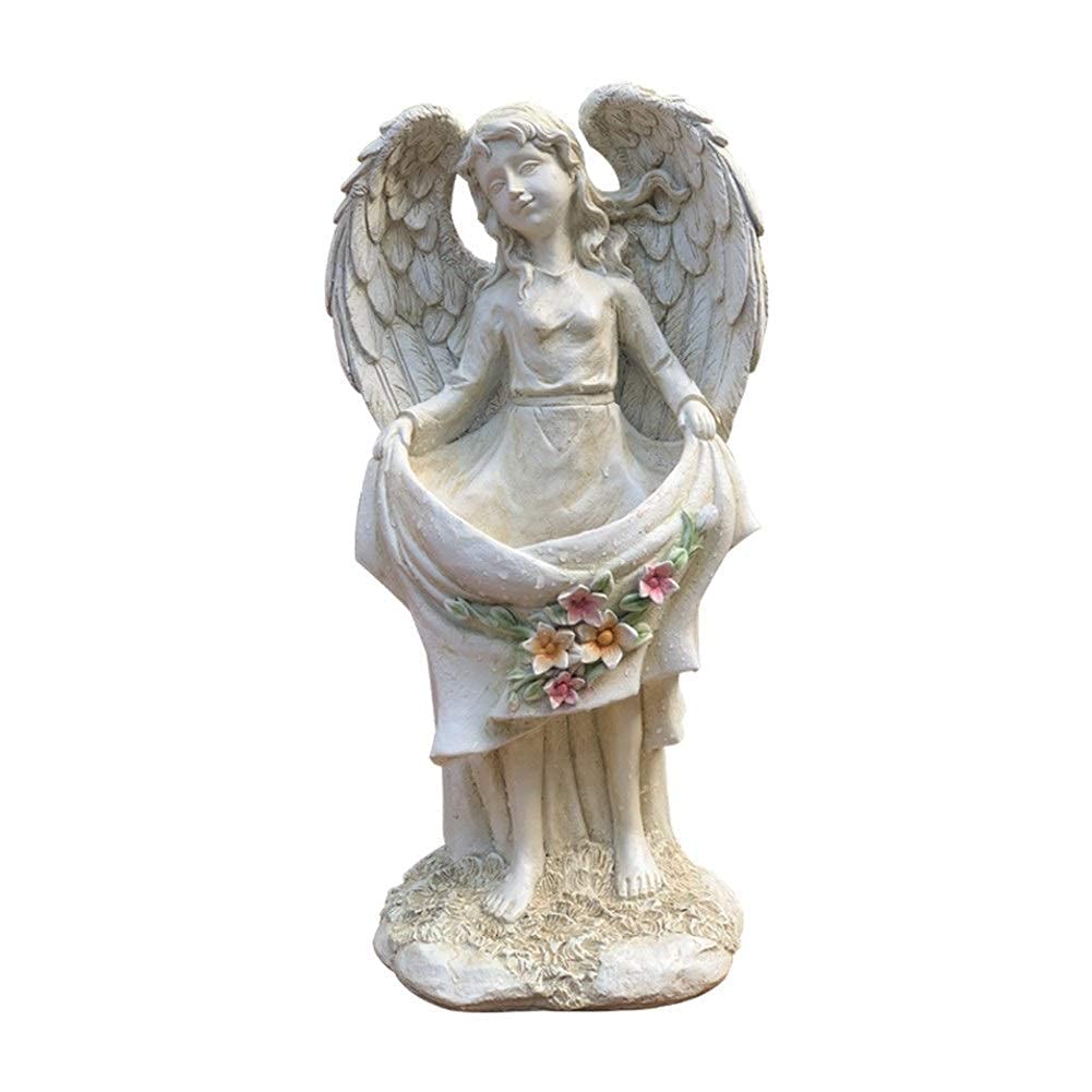 Vintage Garden Statues - Outdoor Goddess & Bird Feeder Decor - Retro Flower Pot Planter for Patio, Lawn & Backyard Decoration
