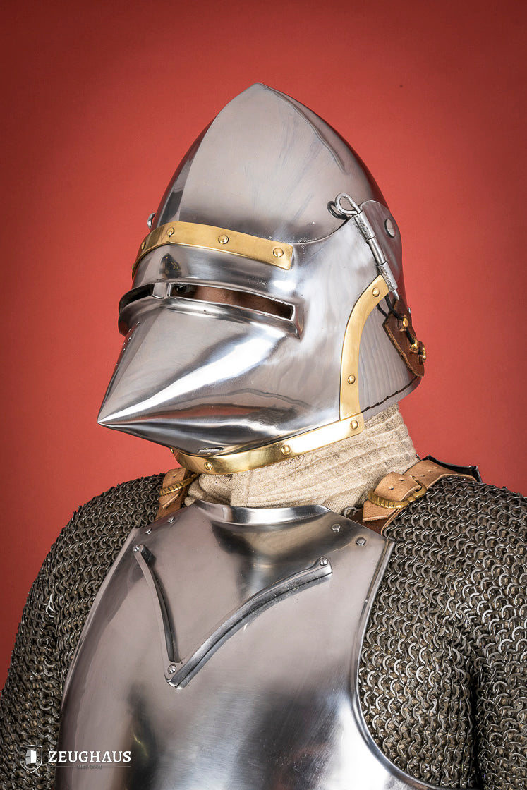 Medieval Houndskull Churburg Bascinet Helmet - 2mm Steel Polished Finish - Perfect for LARP, Historical Reenactment & Cosplay
