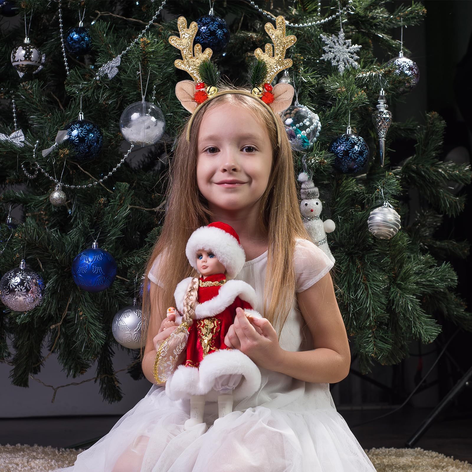 Festive Reindeer Antler Headband - Cute Gold Christmas Hair Accessories for Women | Holiday Party, Cosplay & Christmas Costume Fun