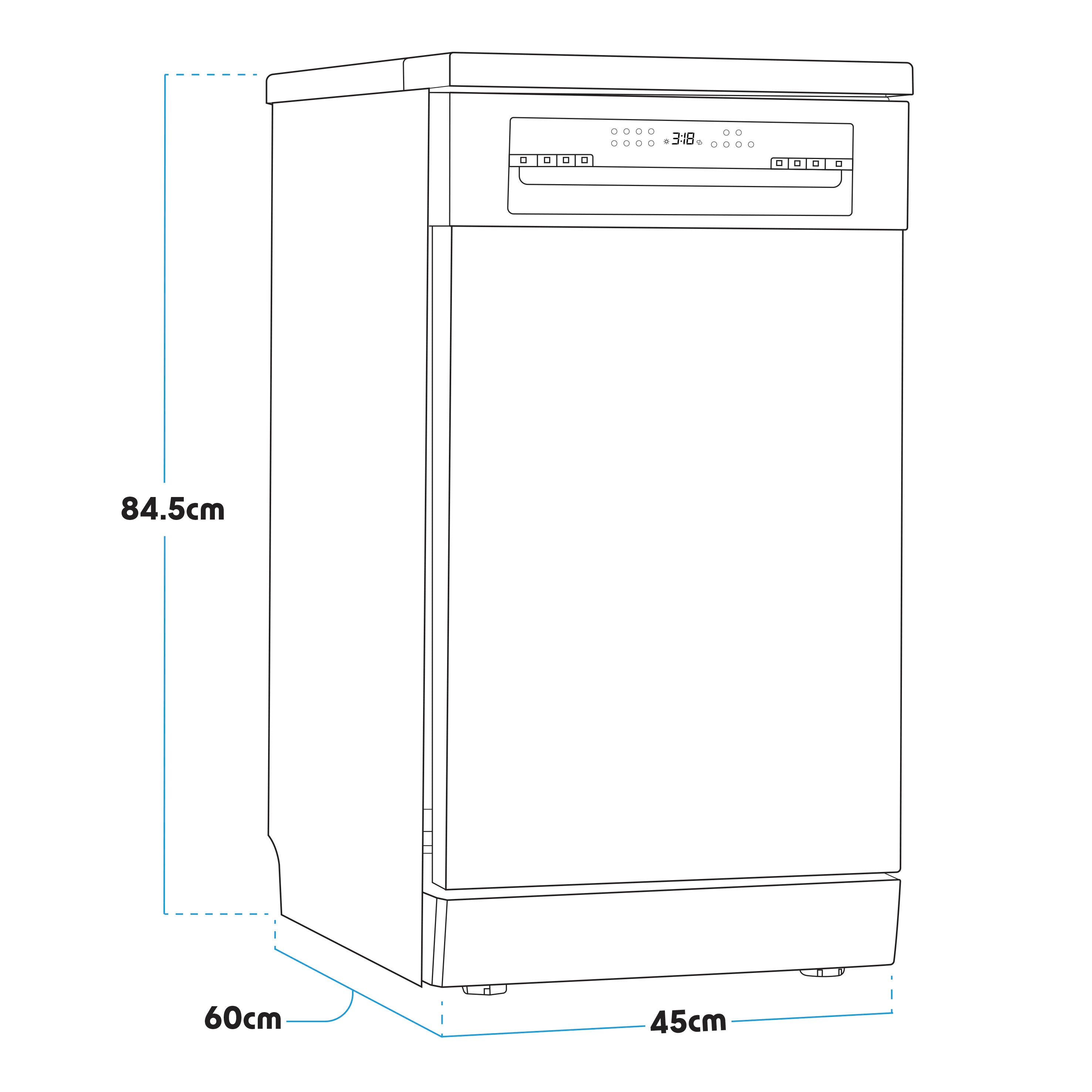 Baridi 45cm Slimline Freestanding Dishwasher - 10 Place Settings, 8 Wash Programs, Energy Efficient, Silver (DH166) - Perfect for Small Kitchens & Apartments