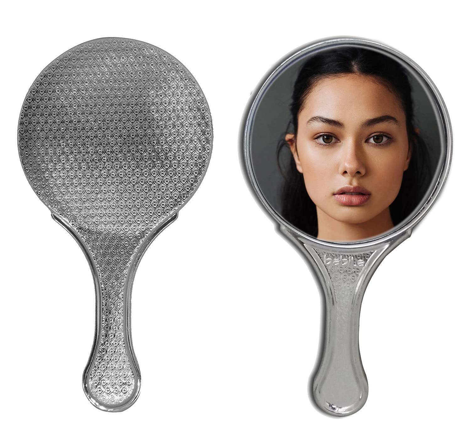 Portable Hand Mirror with Handle - Silver Cosmetic Mirror for Makeup, Shaving & Travel | Perfect for Home, Salon & On-the-Go Use | Men & Women Beauty Essential