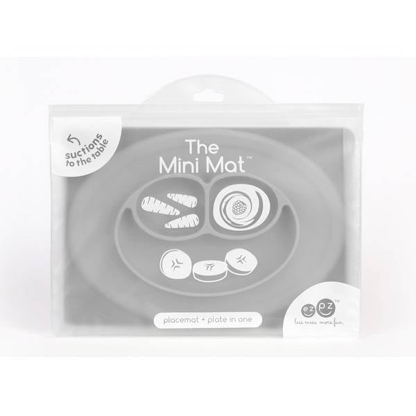 ezpz Mini Mat - Non-Slip Silicone Placemat for Toddlers, Baby & Kids - Grey - Perfect for High Chairs, Tables & Mess-Free Mealtime