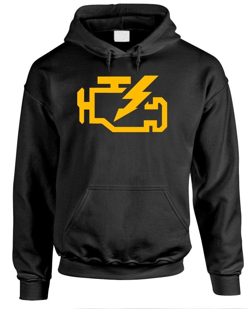 Men's CHECK ENGINE LIGHT Mechanic Auto Repair Pullover Hoodie - Perfect for Car Enthusiasts & DIY Auto Repair