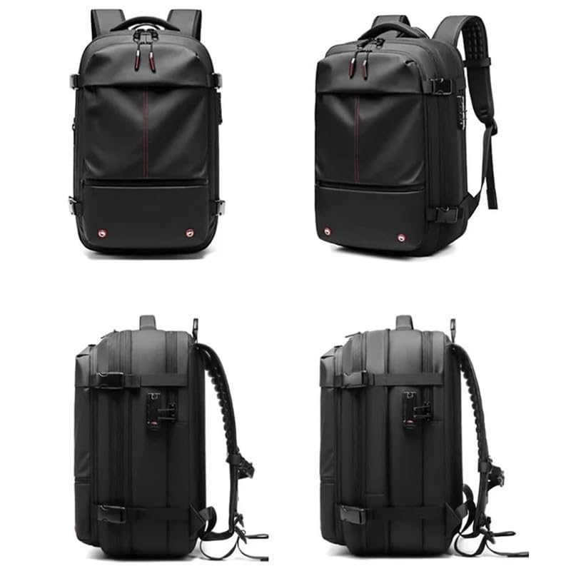60L Expandable Vacuum Sealed Travel Backpack with Built-in Pump - Ascribei VacPack for Camping, Hiking & Outdoor Adventures (Black + Lighting Pump)