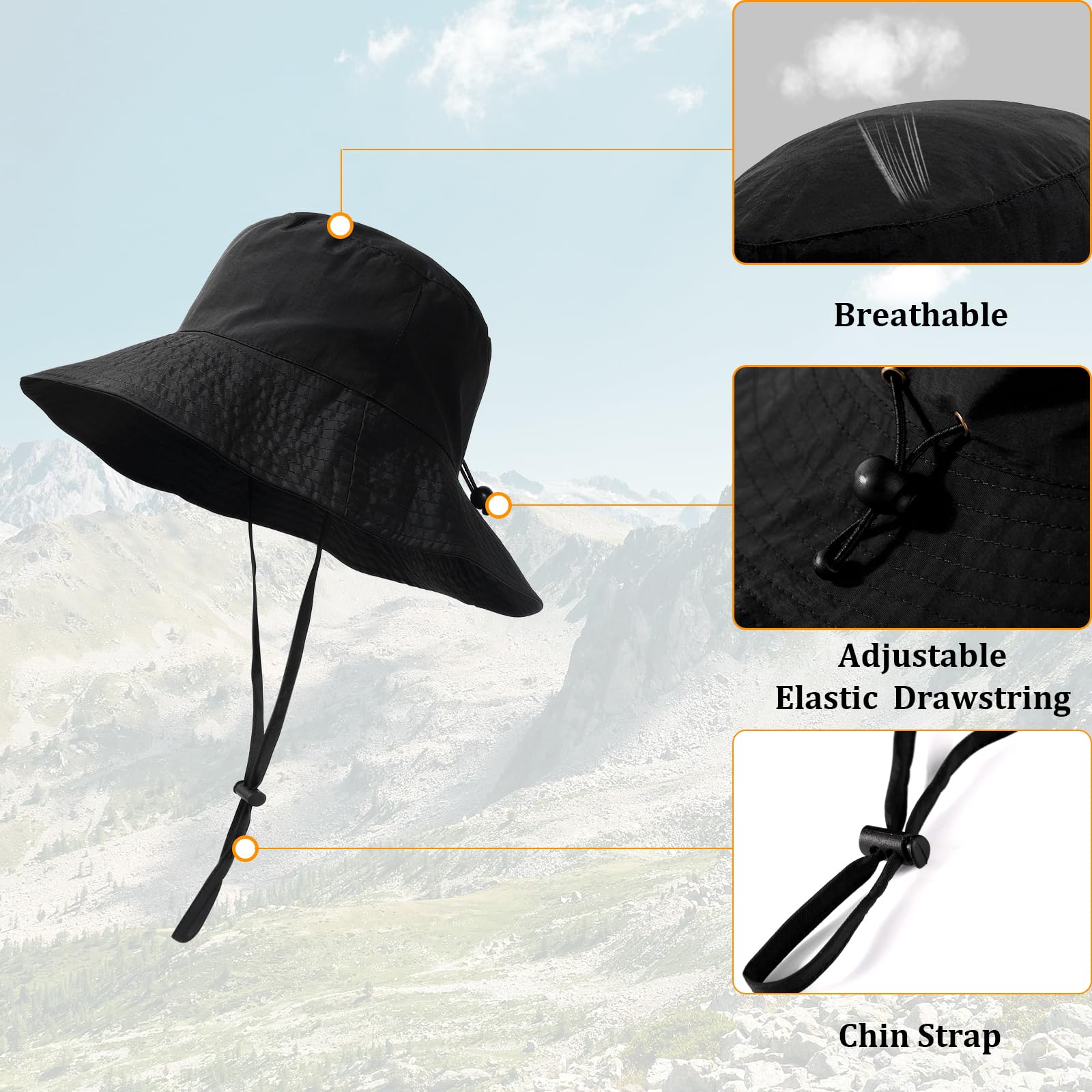 2 Pack Waterproof Sun Hats for Women & Men - UPF 50+ UV Protection, Packable Wide Brim Floppy Rain Hat, Lightweight Bucket Hat for Outdoor Activities, Beach, Hiking, Fishing & Gardening