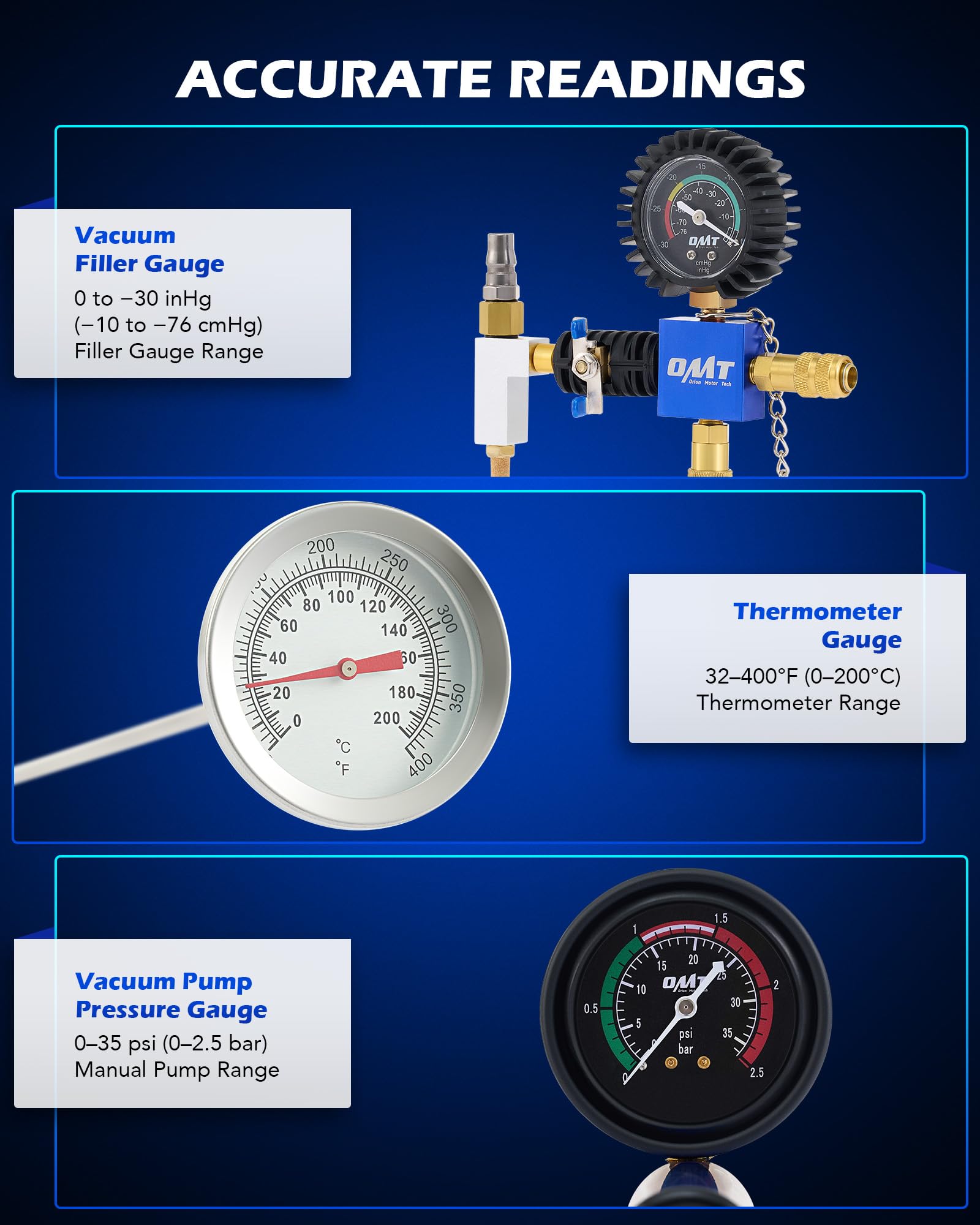 Orion Motor Tech 22-Piece Coolant Pressure Tester Kit with Vacuum Pump - Universal Radiator Adapters for Cooling System Diagnostics, Leak Detection & Vacuum Refill - Perfect for Mechanics, DIY Auto Repair & Fleet Maintenance