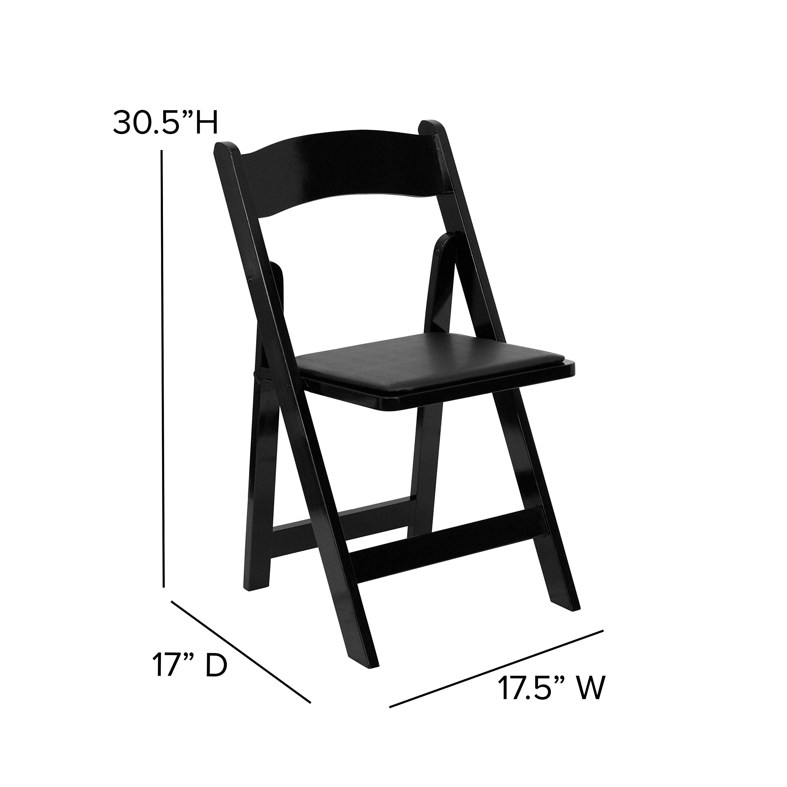 2 Pack Black Wood Folding Chairs with Vinyl Padded Seats - Sturdy & Comfortable for Indoor/Outdoor Events, Parties, Weddings & Home Use
