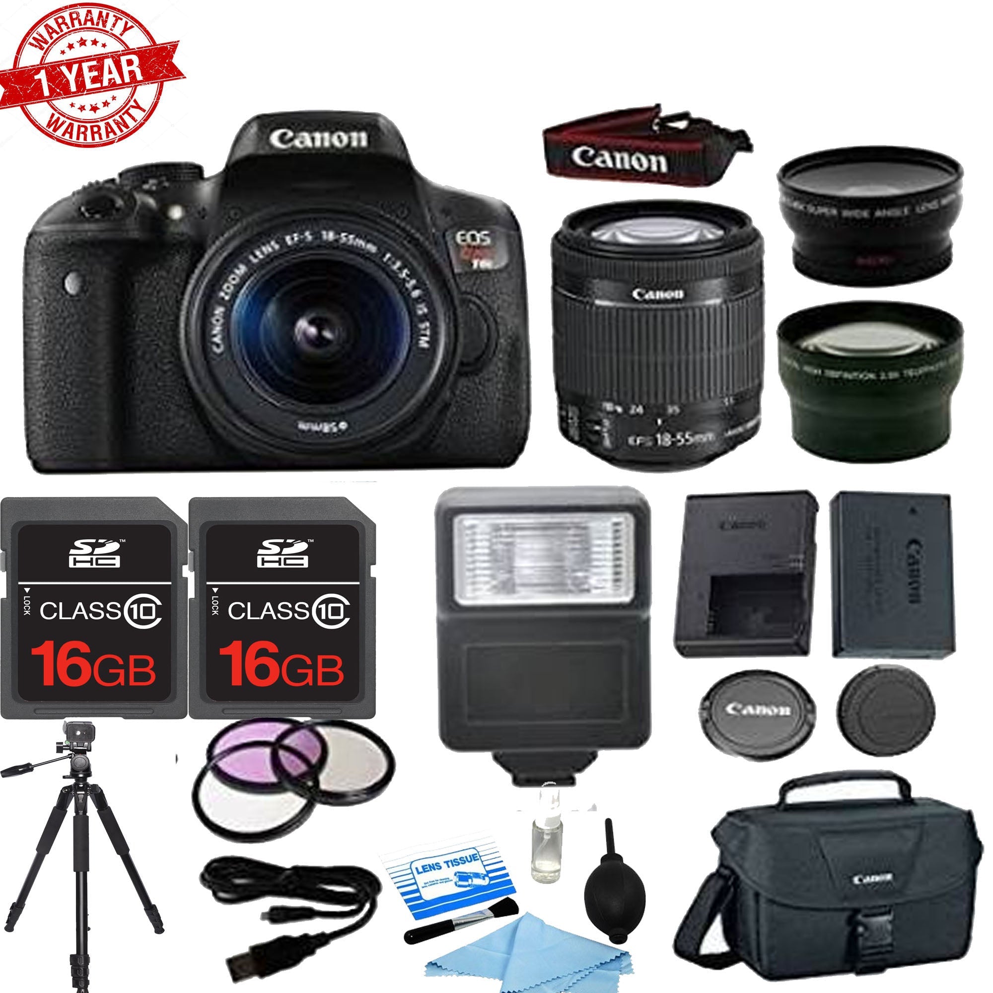 Canon EOS Rebel SL1/250D (SL3) DSLR Camera Bundle with EF-S 18-55mm f/3.5-5.6 STM Lens, Telephoto & Wide Angle Lenses, 2x16GB Memory Cards, Canon Bag & Filter Kit - Perfect for Travel Photography, Vlogging & Professional Shoots