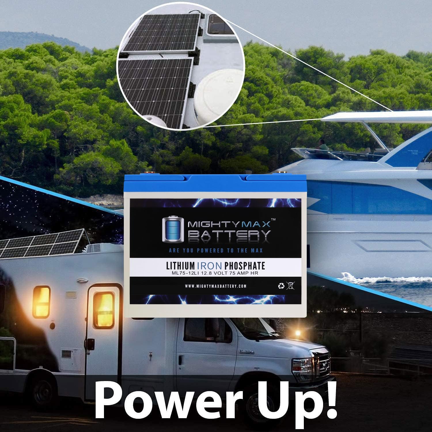 Mighty Max 12V 75AH Lithium Battery Replacement for Apex APX12-75 - Perfect for Marine, RV, Solar Power & Off-Grid Applications