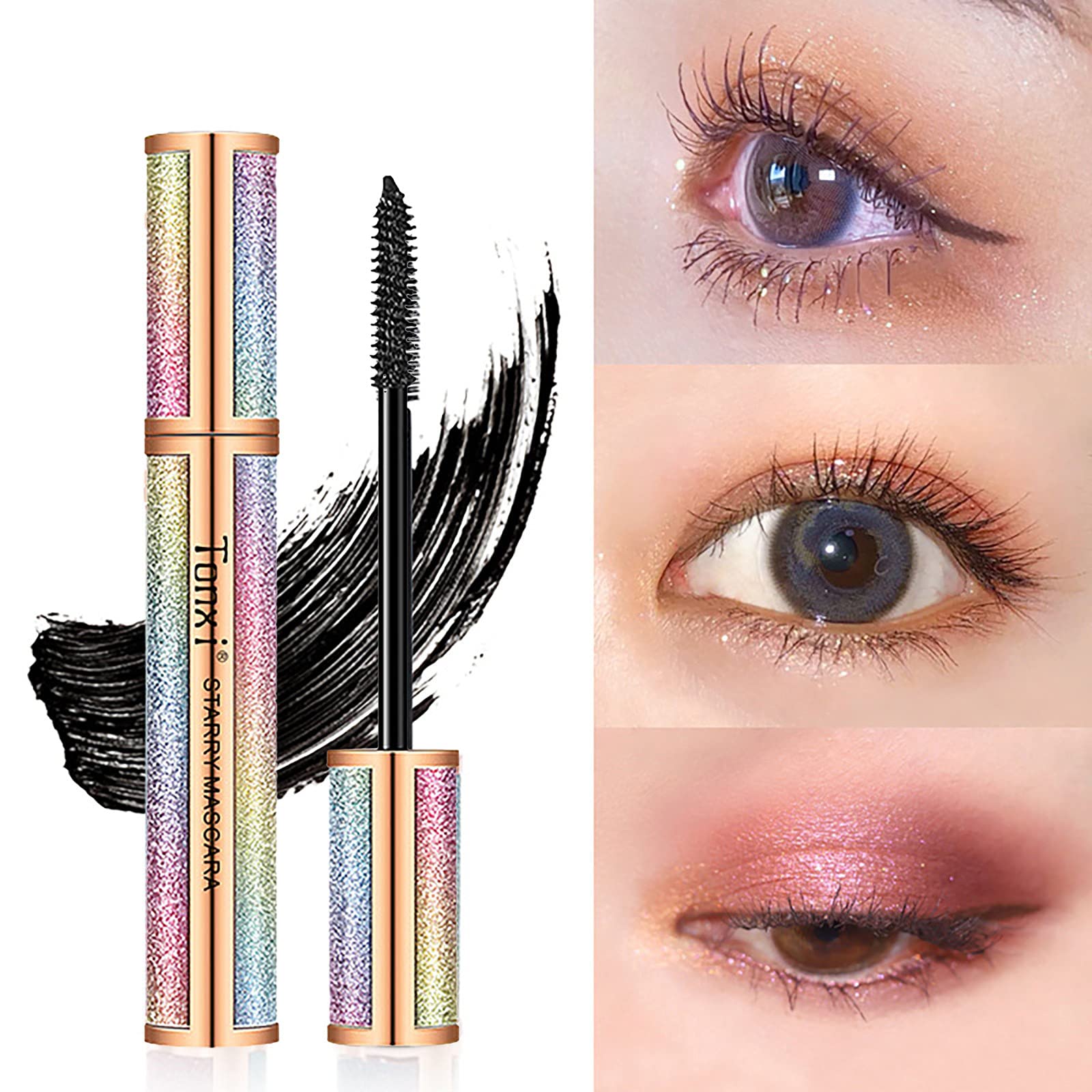 4D Silk Fiber Waterproof Mascara - Smudge Proof, Long Lasting & Strong Black for Voluminous Lashes | Perfect for Night Out, Wedding & Daily Makeup | Beauty Gift for Women