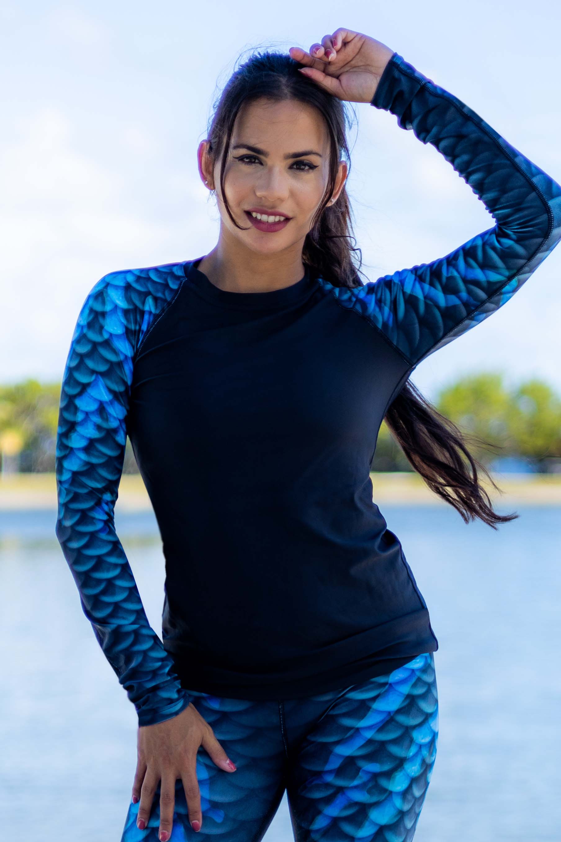 Black Magic Mermaid Rash Guard - UV Protection Swim Shirt for Women & Girls - Perfect for Surfing, Swimming, Beach & Pool Activities