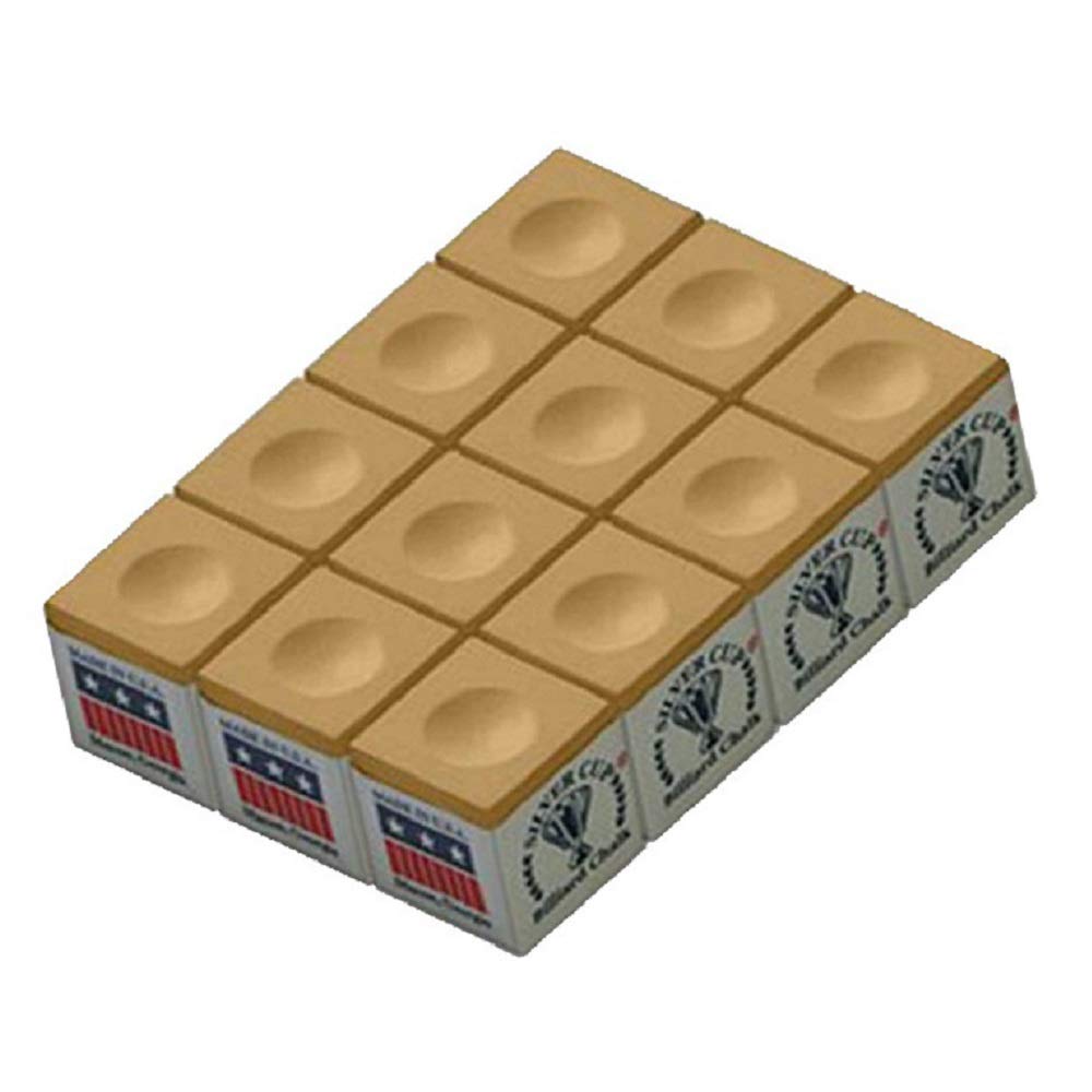 Premium Silver Cup Camel Billiard Chalk - Box of 12 Pieces - High-Quality Pool Cue Chalk for Smooth Shots - Perfect for Professional Players & Home Game Rooms - Made in USA