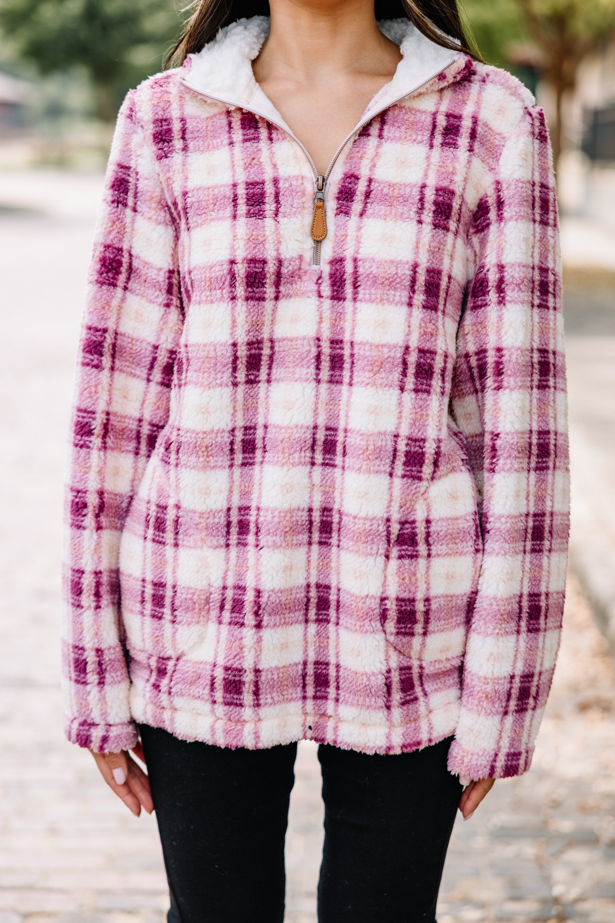 Stylish Pink Plaid Pullover Sweater for Women - Cozy & Trendy Fall Fashion for Casual Outings & Layering