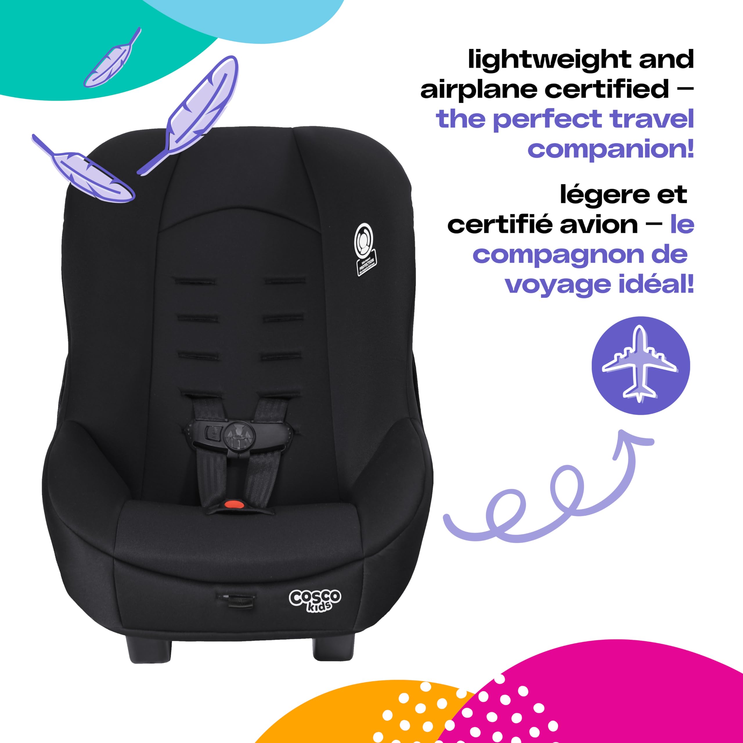 Cosco Scenera Next Convertible Car Seat – Lightweight & Safe for Toddlers 5-40 lbs | Easy Installation for Travel & Everyday Use