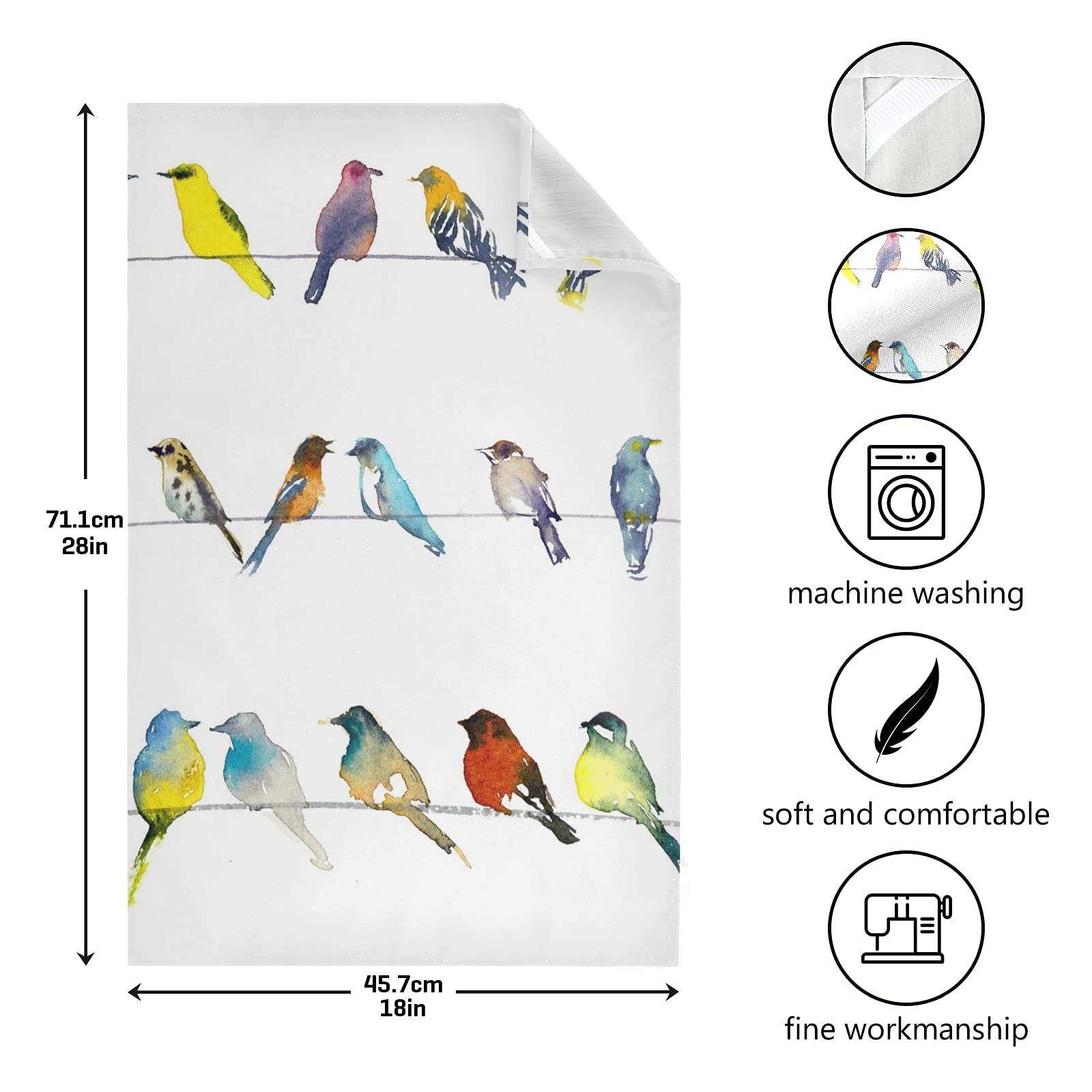 Premium Naanle Watercolor Bird Kitchen Towels - 4 Pack Reusable, Absorbent & Fast Drying Dish Cloths (28x18 in) - Perfect for Home Kitchen, Tea Towels, Bar Towels & Cleaning Tasks