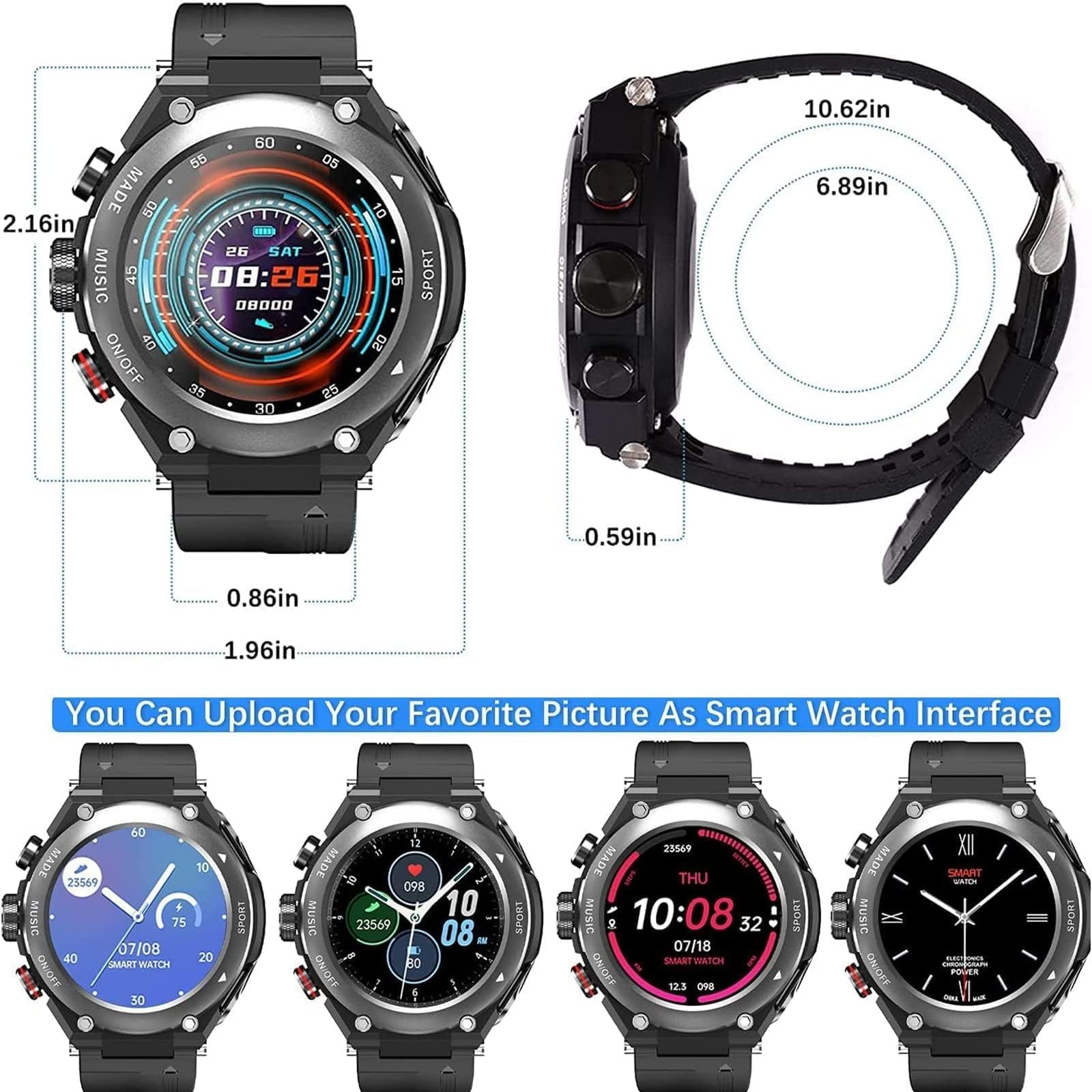 CISIYOO Smart Watch with Bluetooth Headphones - 1.28