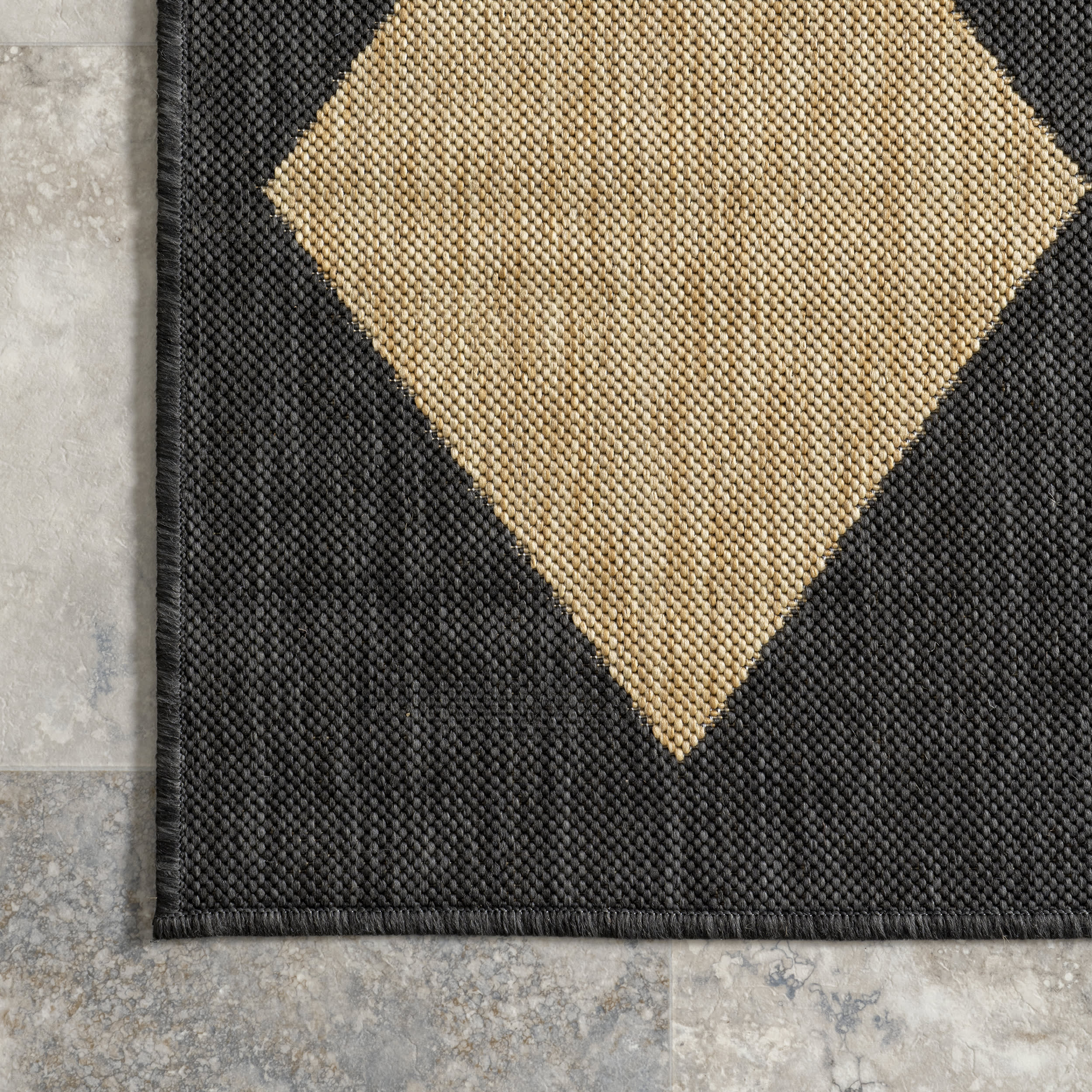 Adelaide Harlequin Indoor/Outdoor Rug - Dark Grey Non-Slip Area Rug for Living Room, Patio, or Bedroom | Water-Resistant & Durable