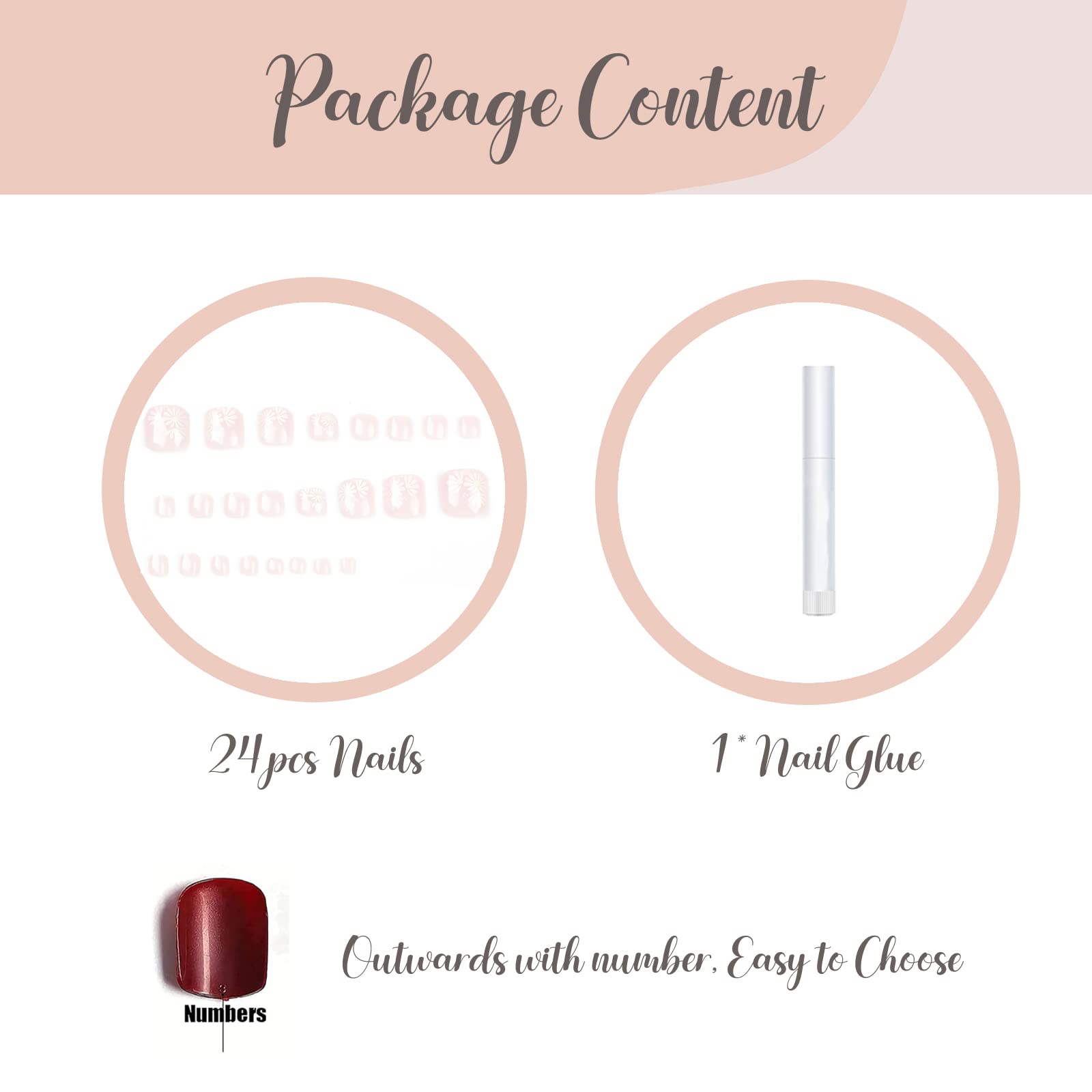 BABALAL Square Press on Toenails - 24pcs Short French Tip Fake Toenails with Nail Glue & Flower Designs - Acrylic False Toenails for Women & Girls - Perfect for Pedicures, Parties, and Special Occasions