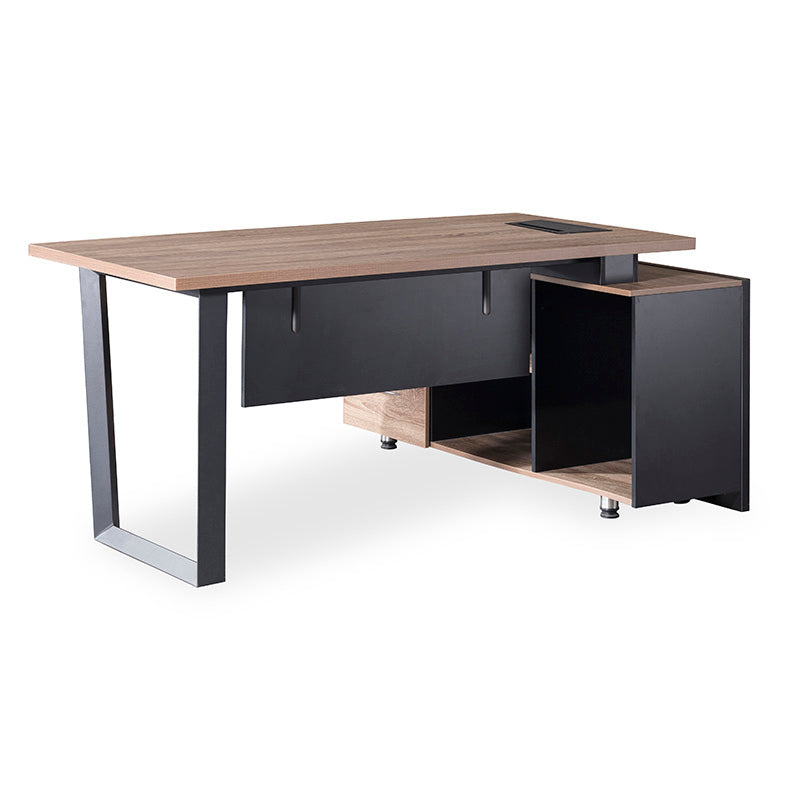 ADRIANO Executive Office Desk with Left Return - 160cm & 180cm Light Brown Wooden L-Shaped Desk for Home Office & Workspace