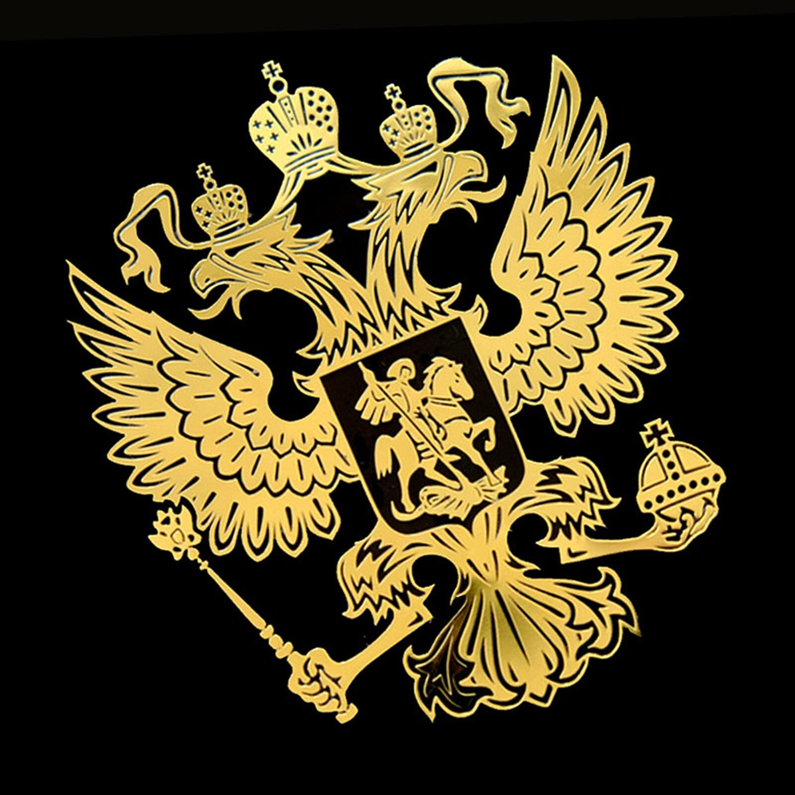 Russian Federation Eagle Emblem Car Stickers - Nickel Metal Decals for Motorcycle & Auto Decoration (Patriotic Car Styling Accessories) - Perfect for Car Shows, Biker Events & National Pride Displays