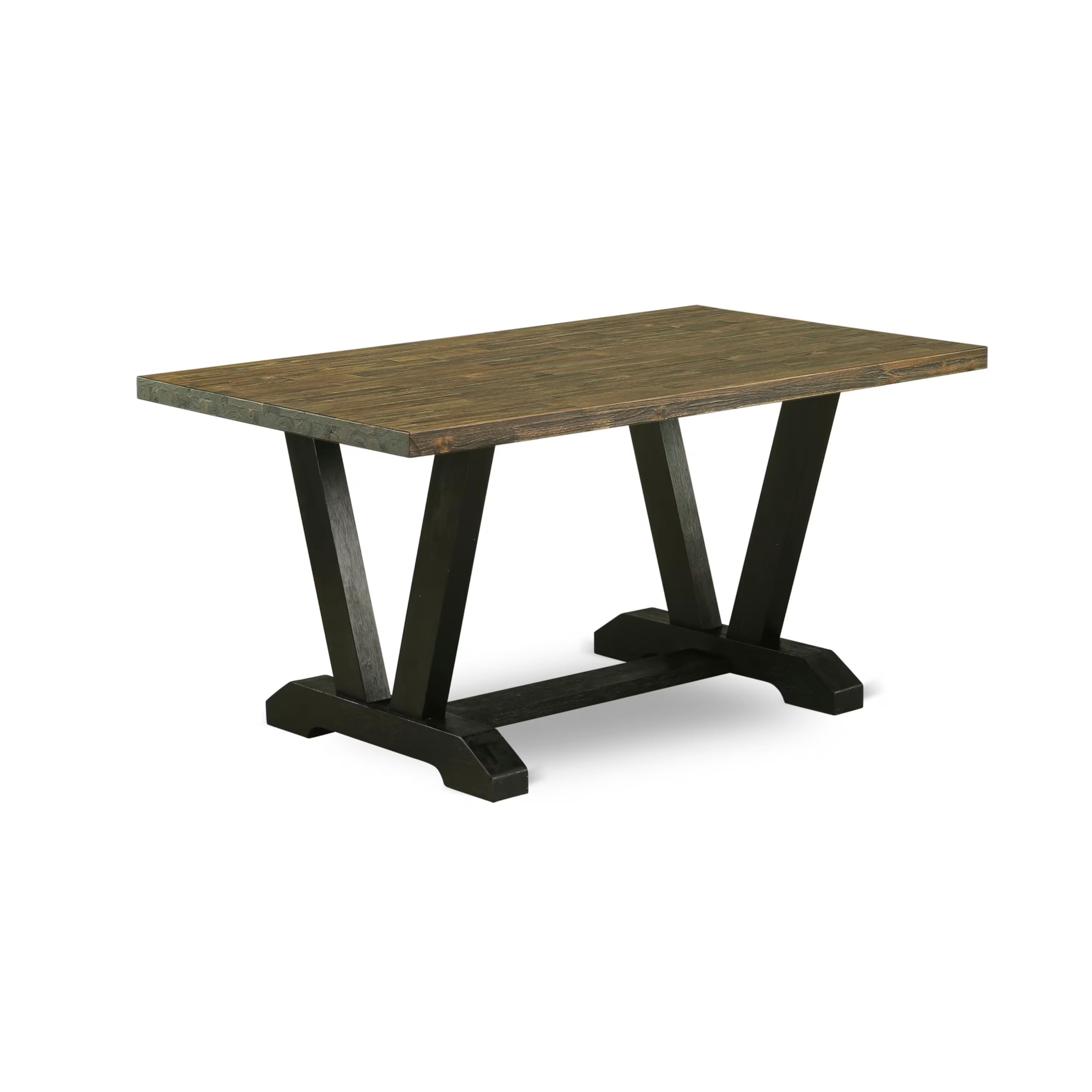 East West Furniture 5-Piece Kitchen Dining Set - 36x60 Inch Rectangle Table with V-Legs & 4 Dark Gotham Fabric Chairs | Modern 4-Seater Table Set for Small Spaces | Perfect for Breakfast Nooks, Apartments, and Cozy Family Meals
