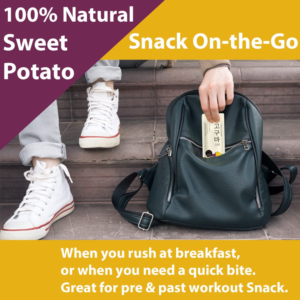 Healthy Korean Sweet Potato Low-Carb Snack Bars - 20 Individually Wrapped Packs (0.7oz Each) | 100% Natural, Low-Calorie Korean Food | Perfect for Golf, Travel & On-the-Go Snacking