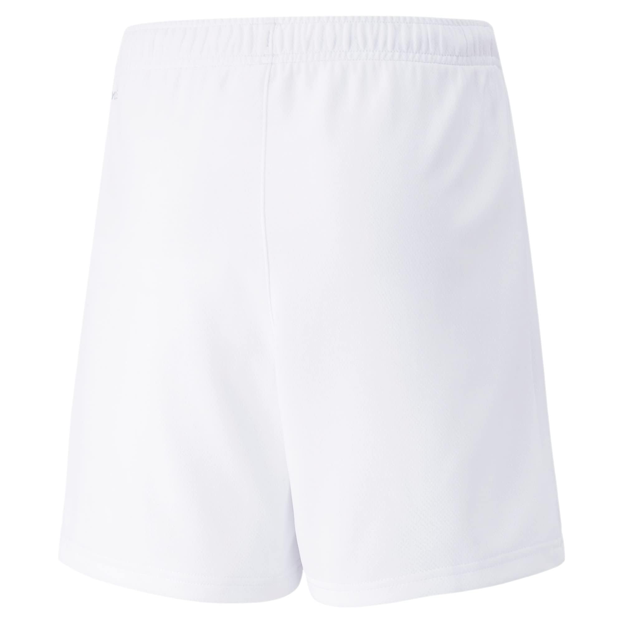 PUMA Kids' TeamRise Athletic Shorts - White & Black - Medium - Comfortable Sports Shorts for Boys & Girls - Perfect for Basketball, Soccer & Playtime