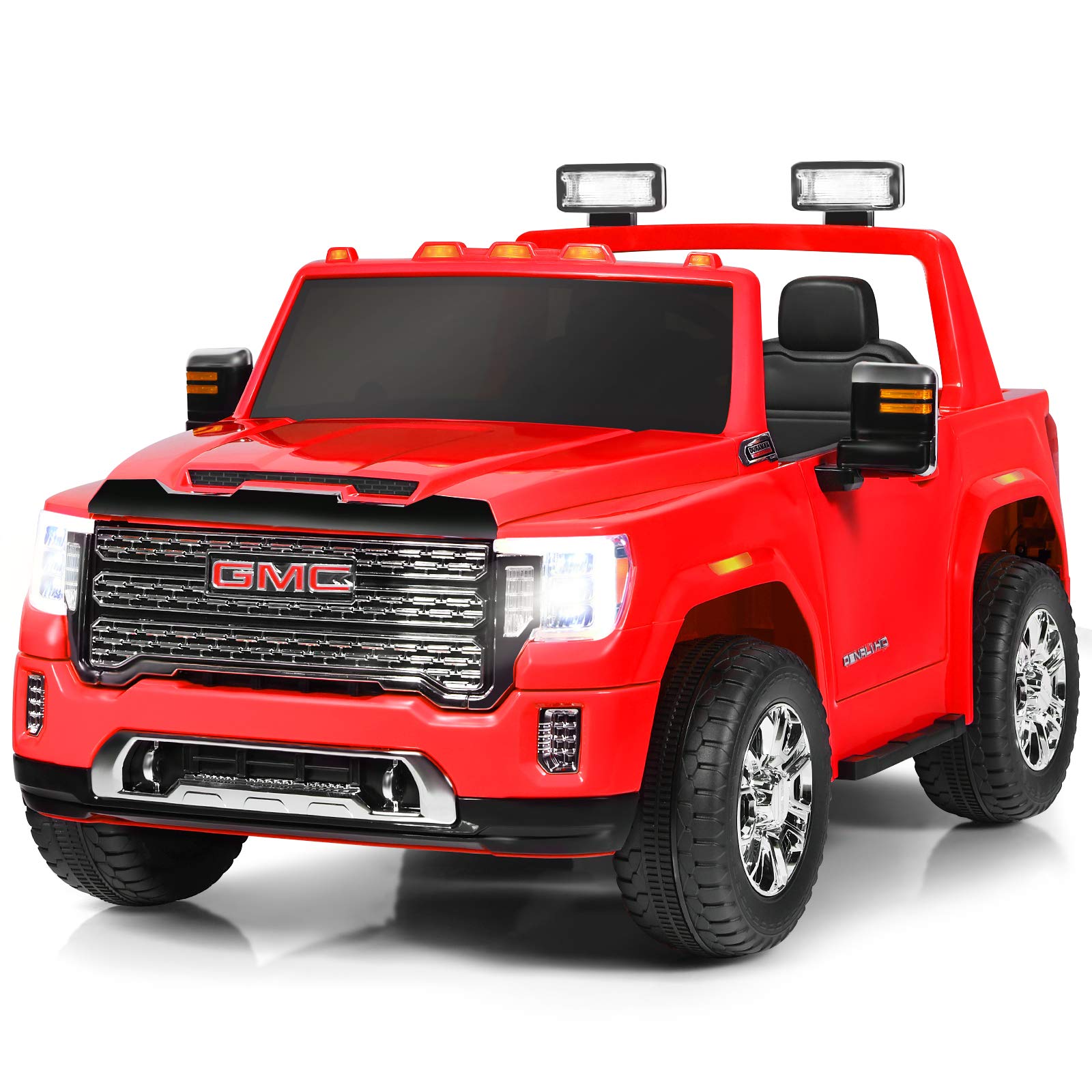 Costzon 12V Licensed Kids Ride on Truck - 2 Seater Electric Car with Remote Control, LED Lights, Horn, Music, MP3/USB, Storage Box & Spring Suspension - Perfect for Outdoor Play, Birthday Gifts & Backyard Adventures (Red)