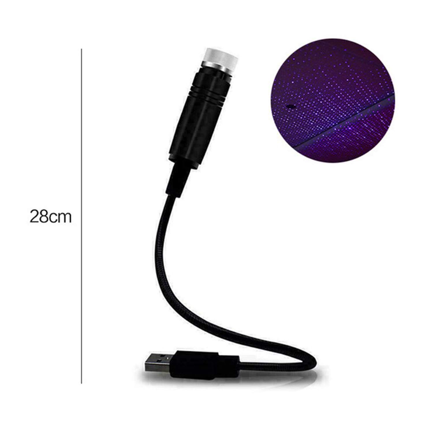 SOCAL-LED Car USB Purple Star Projector Night Light - Adjustable Interior LED Decor for Romantic Mood Lighting - Perfect for Bedrooms, Ceiling & Roof Decorations