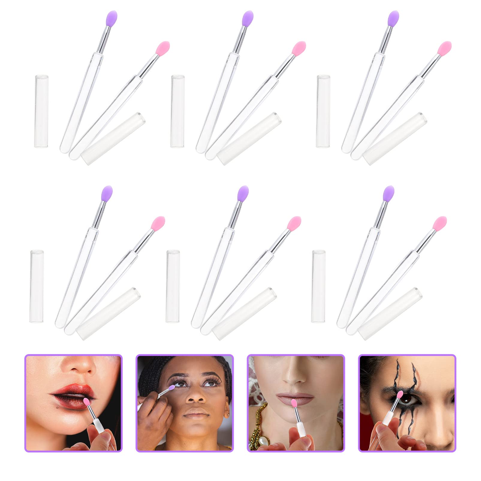 24 Pcs Silicone Lip Brush Set with Lid - Reusable Makeup Brushes for Lipstick & Eyeshadow Application - Perfect for Professional Makeup Artists & DIY Beauty Enthusiasts - Ideal for Home, Salon, and Travel Use