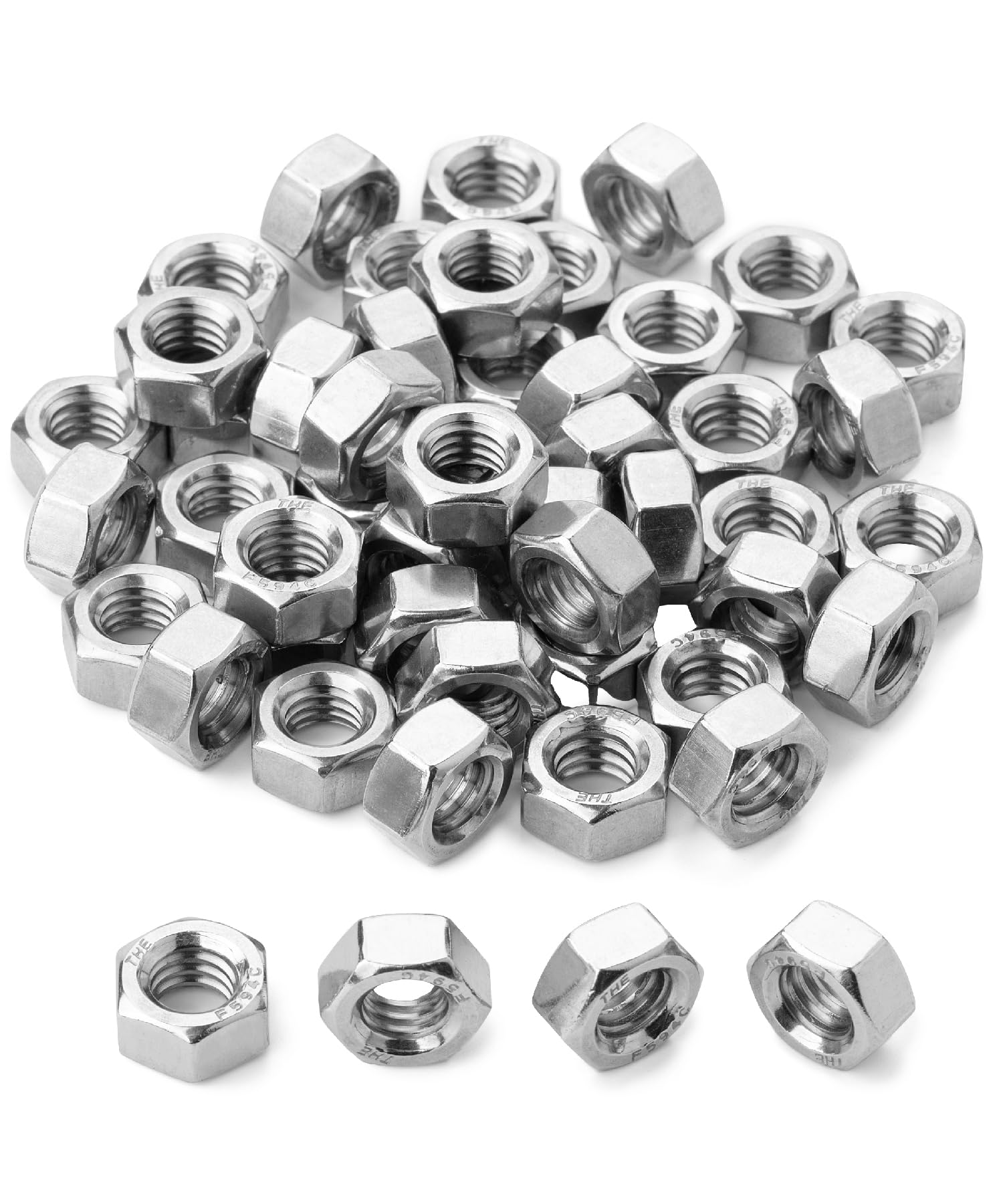 Bates 5/16-18 Stainless Steel Hex Nuts (50 Pack) - Corrosion Resistant Metal Hardware Nuts for Construction, Machinery & DIY Projects