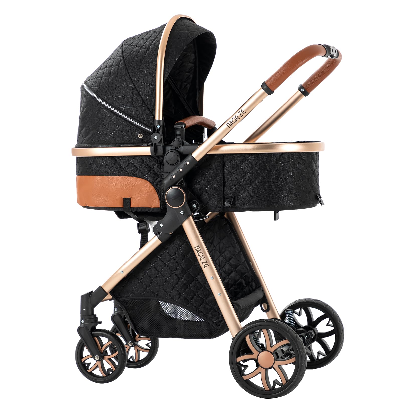 2 in 1 Convertible Baby Stroller with Bassinet - Reversible Standard Pram, Portable Foldable Pushchair & Infant Buggy for Newborn to Toddler | Perfect for Travel, Shopping & Outdoor Walks (2USV9-BG)
