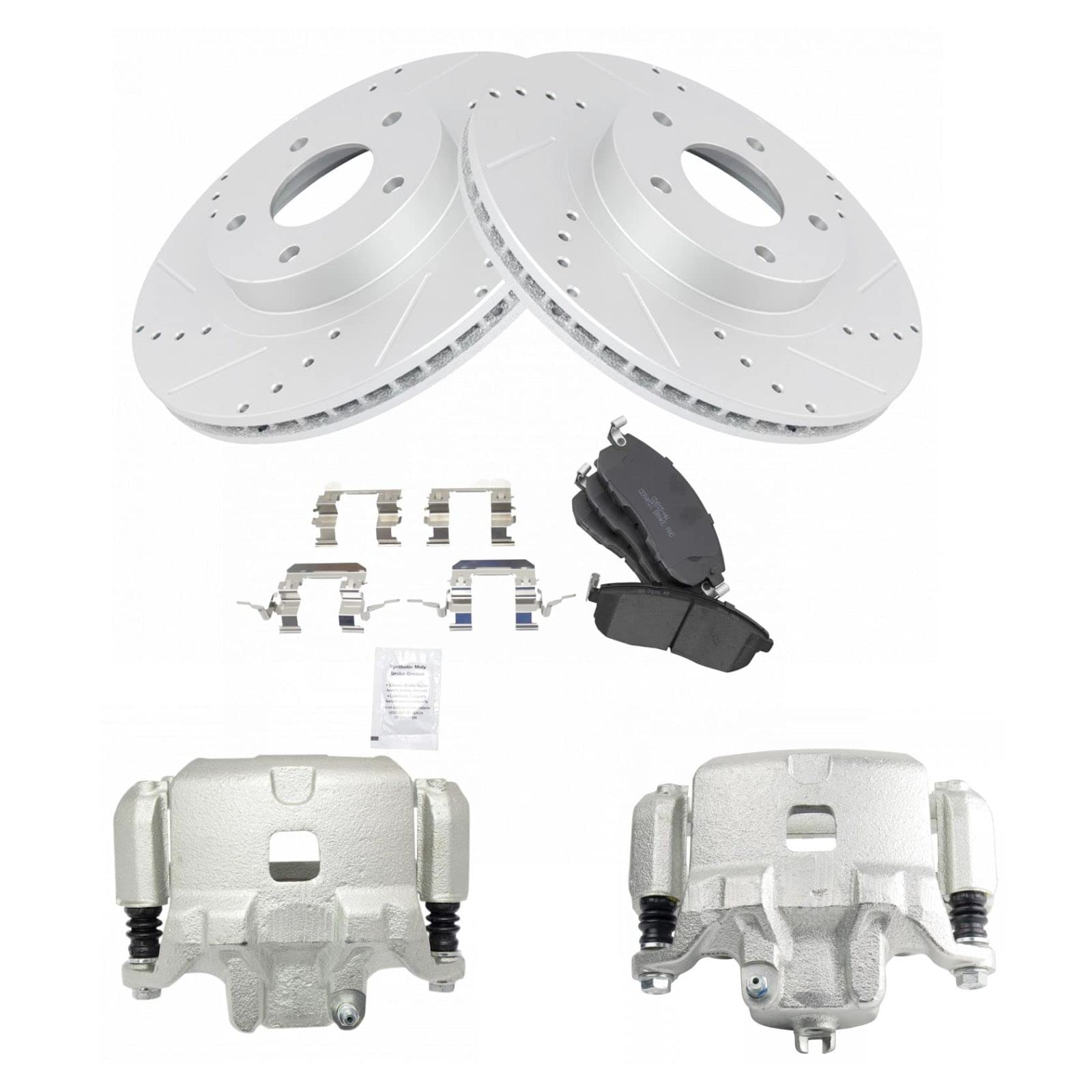 High-Performance Ceramic Brake Pads & Vented Rotors Kit - G-Coated Premium Front Brake Caliper Set - Compatible with 2002-2004 INFINITI I35, 2002-2006 Nissan Altima, 2002-2003 Maxima - Perfect for Daily Commuting & Performance Driving