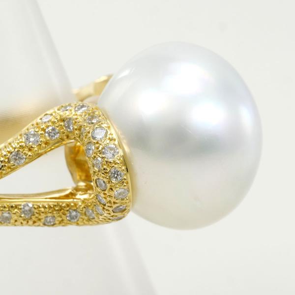 18K Yellow Gold South Sea Pearl Diamond Ring for Women - Elegant Bridal Jewelry, Wedding & Engagement Gift, Anniversary Present, Special Occasion Accessory