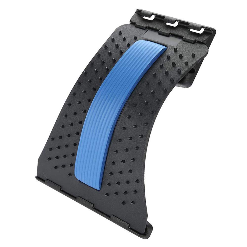 Premium Back Stretcher for Lower & Upper Back Pain Relief - Lumbar Support Device with Posture Corrector | Office Chair Back Support | Home & Gym Use (Black/Blue)