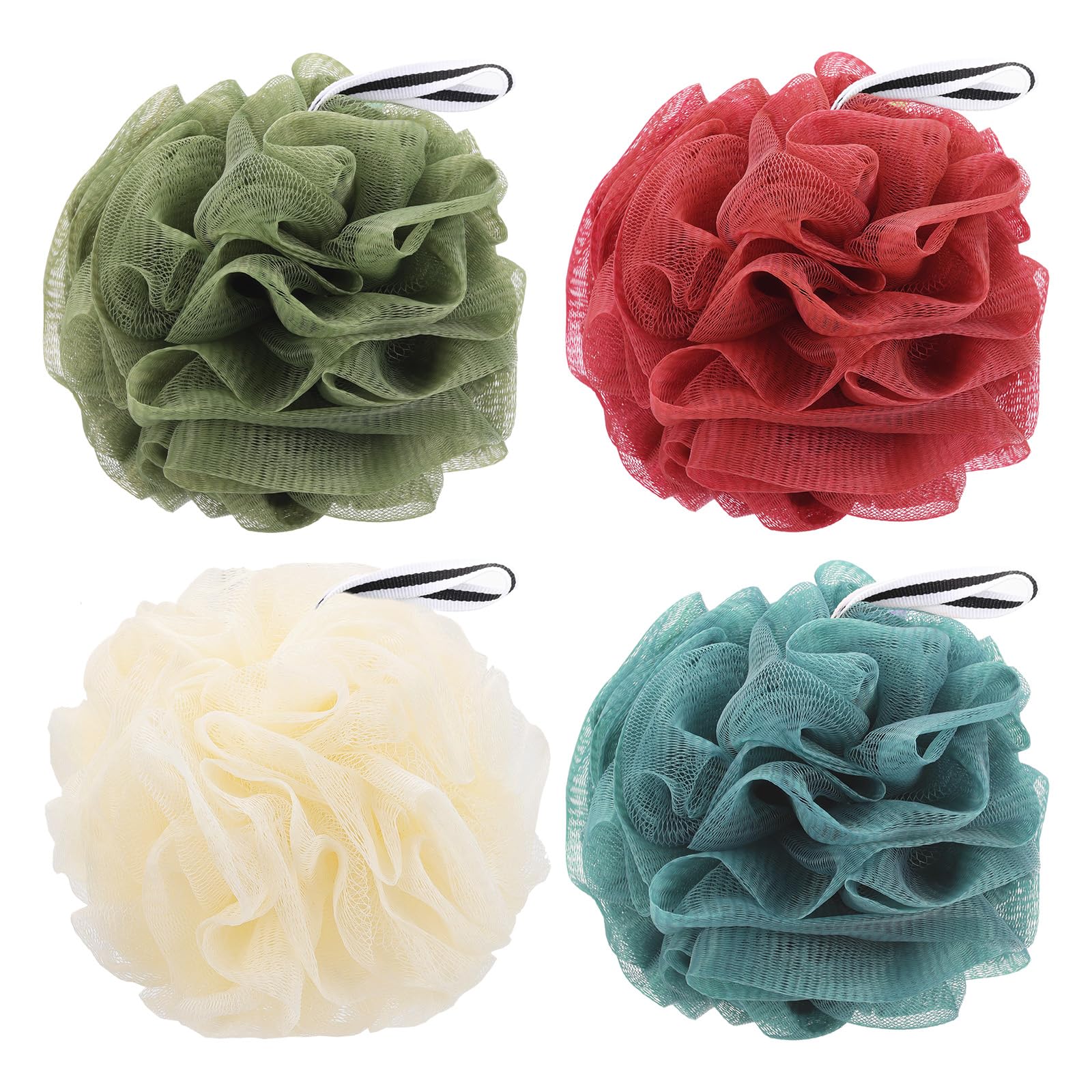 4 Pack Bath Sponge - Premium Mesh Loofah Pouf Body Scrubber & Exfoliator (50g Each) for Shower, Spa & Gentle Skin Care