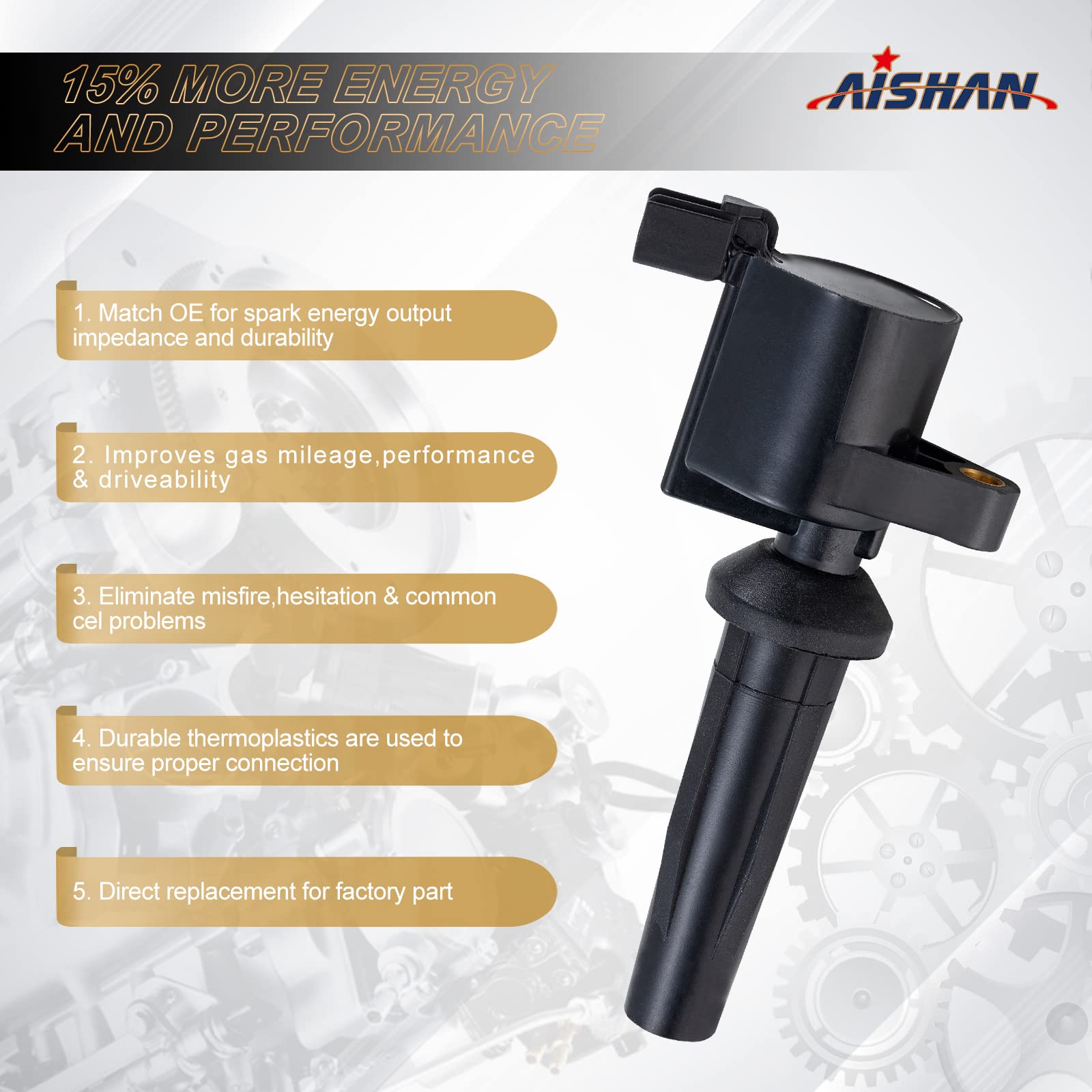 4-Pack Ignition Coil Set Compatible with Ford Escape, Focus, Fusion, Transit Connect, Mercury Mariner 2003-2013 2.0L 2.3L 2.5L Engines | Replacement for FD505, DG541, DG507 | Improves Engine Performance & Fuel Efficiency