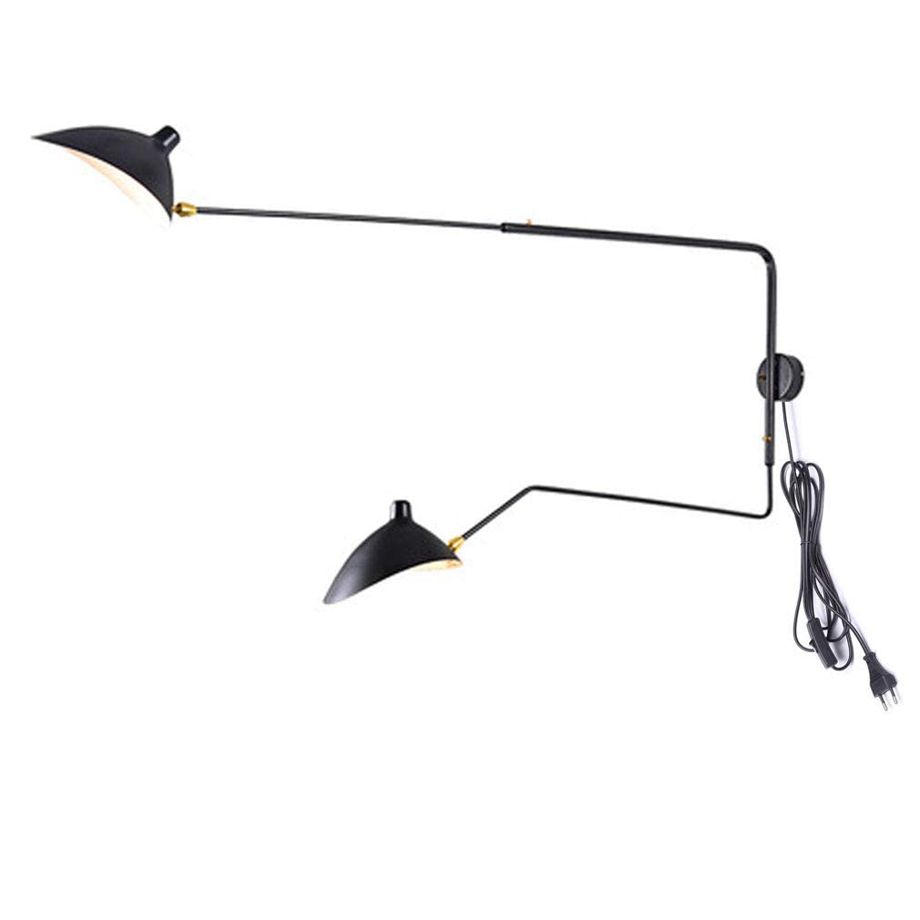 CKMYSSS Industrial Wall Lamp - Adjustable Black Iron Retro Sconce Lighting with 360° Rotatable Shade & Plug-in Switch Cord | Perfect for Bedroom, Living Room, Indoor Decor (Set of 4)
