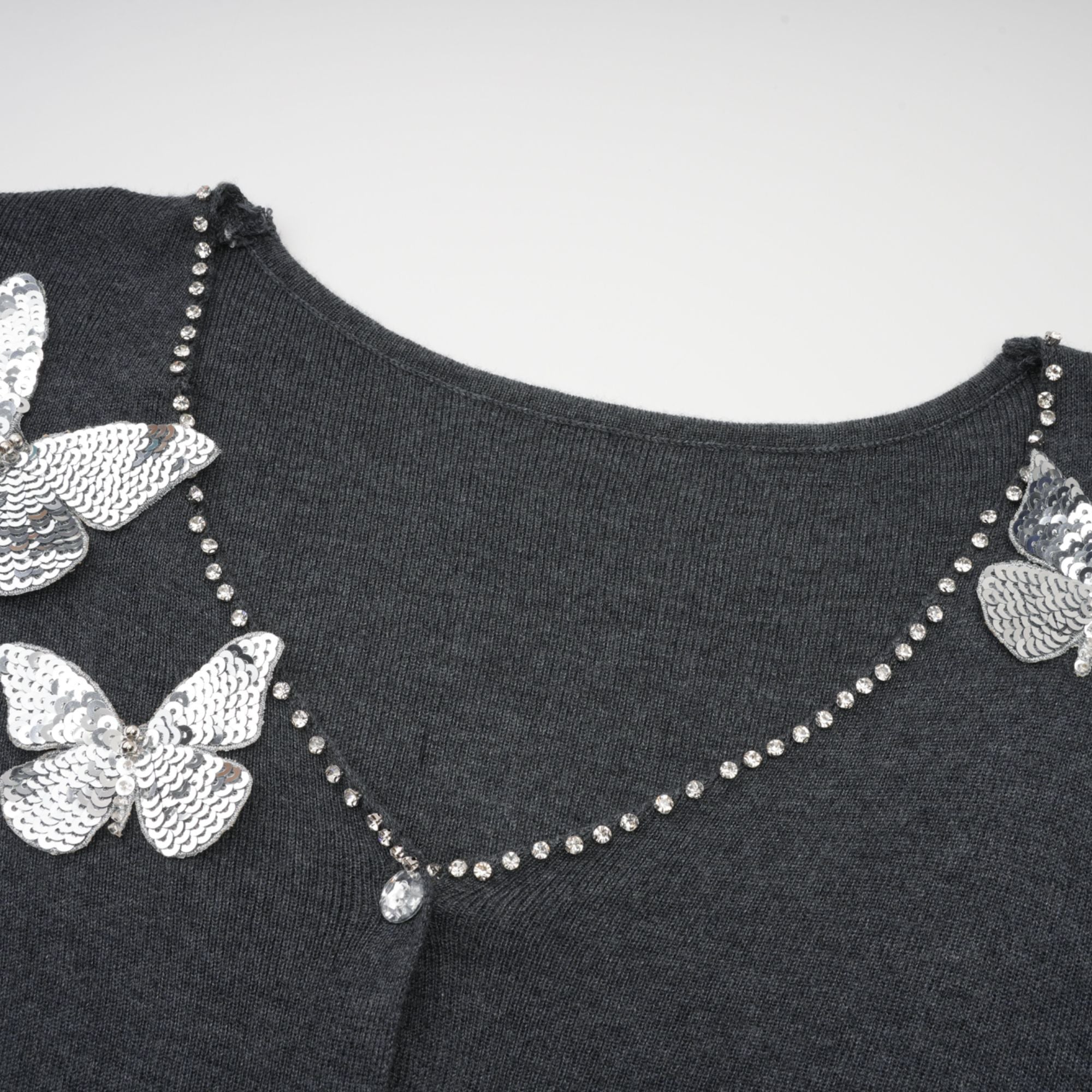 Elegant Grey Sequin Butterfly Cardigan for Women - Perfect for Parties, Weddings & Evening Events