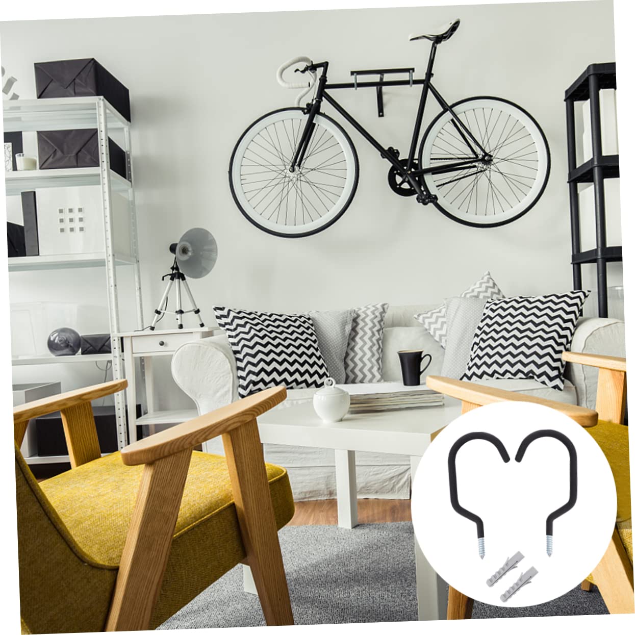 FOYTOKI Heavy Duty Bike Hooks - Wall Mounted Bicycle Storage Hanger with Bolts (2-Pack) - Perfect for Garage, Basement & Apartment Bike Organization