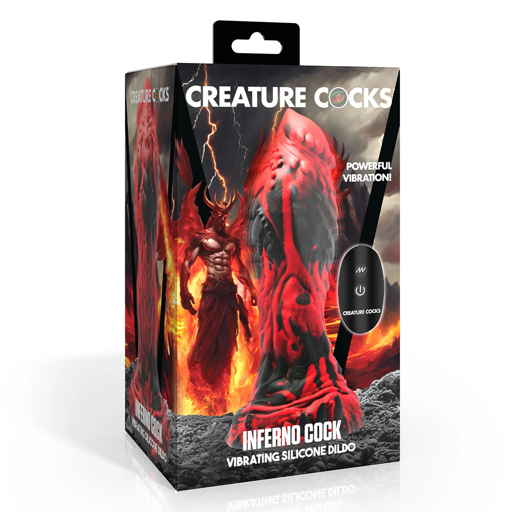 Creature Cock Inferno Rippled Vibrating Remote Control Dildo - Powerful Adult Toy for Couples & Solo Play, Perfect for Spicing Up Bedroom Fun & Long Distance Relationships