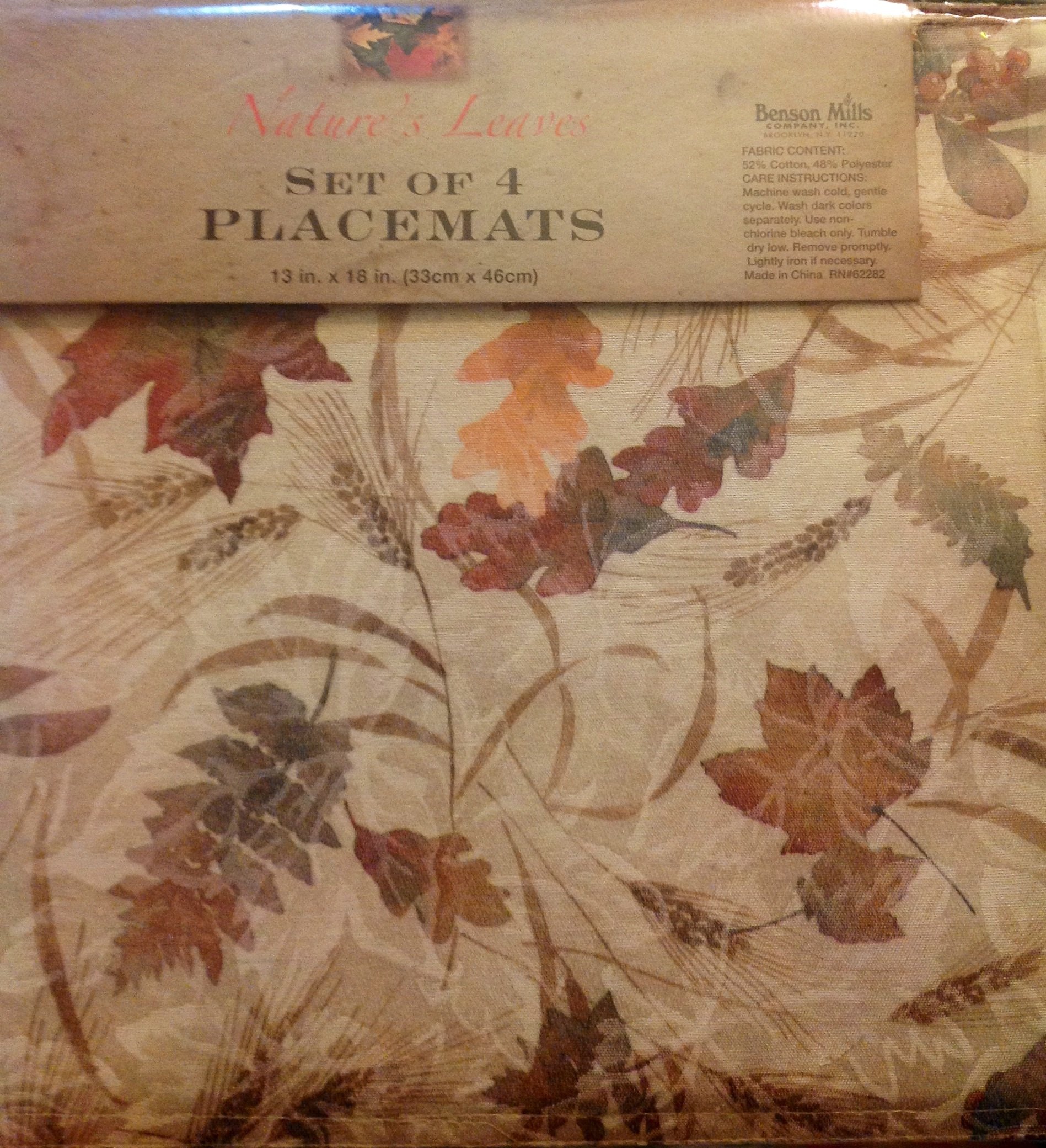 Nature's Leaves Set of 4 Eco-Friendly Bamboo Placemats - Waterproof & Heat-Resistant for Dining Table, Kitchen, and Outdoor Picnics
