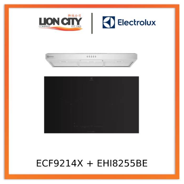 Electrolux ECF9214X 90cm UltimateTaste 300 Fixed Extractor Hood & EHI8255BE 80cm UltimateTaste 700 Built-In Induction Hob with 2 Cooking Zones - Premium Kitchen Appliances for Modern Homes