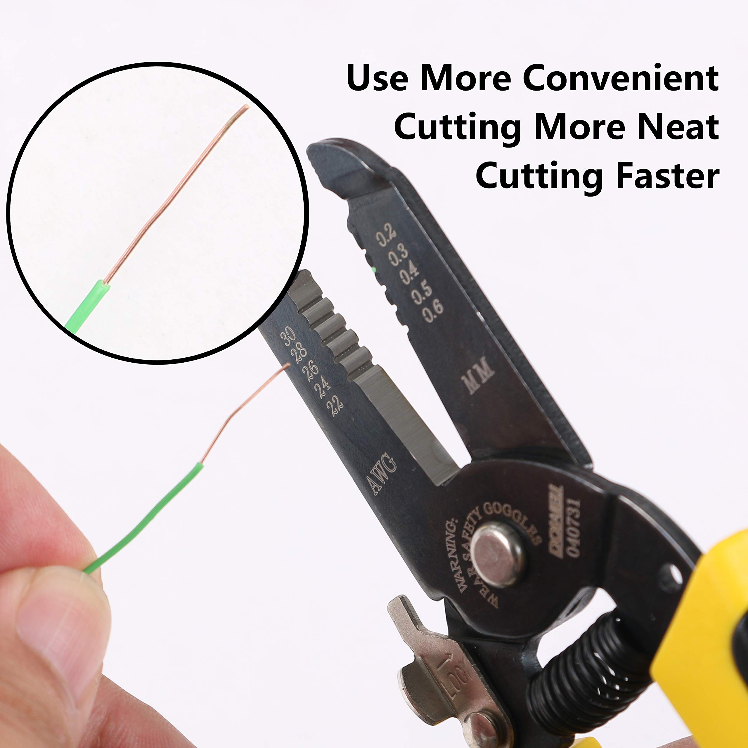 Professional DOWELL 22-30 AWG Wire Stripper Tool - Multi-Function Wire Cutter & Stripping Tool with Ergonomic Handle for Electrical Work, DIY Projects, and Home Repairs